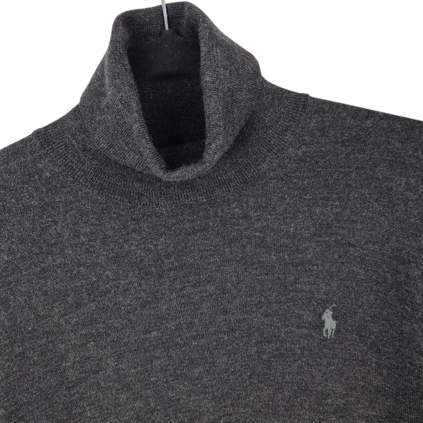 Polo Ralph Lauren Grey Washable Merino Wool Turtle Knit Sweater Size M