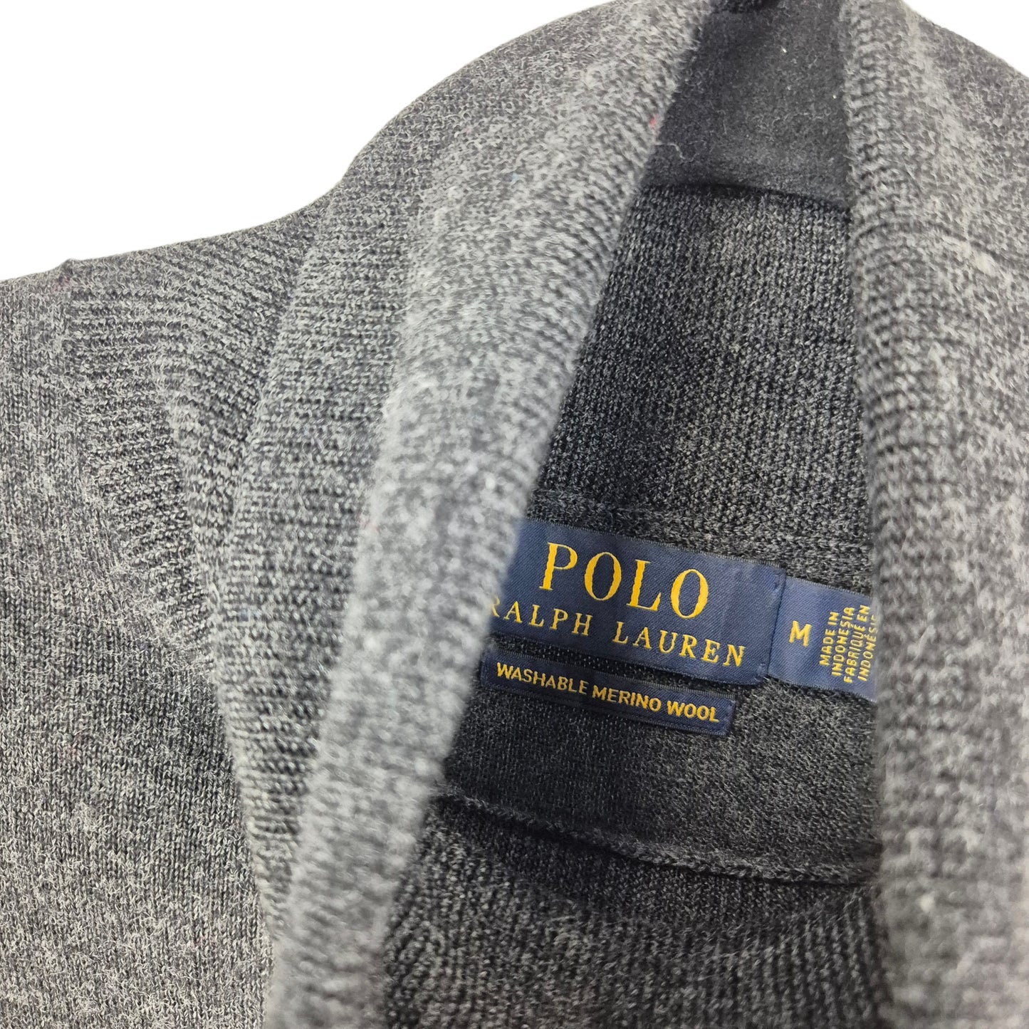 Polo Ralph Lauren Grey Washable Merino Wool Turtle Knit Sweater Size M