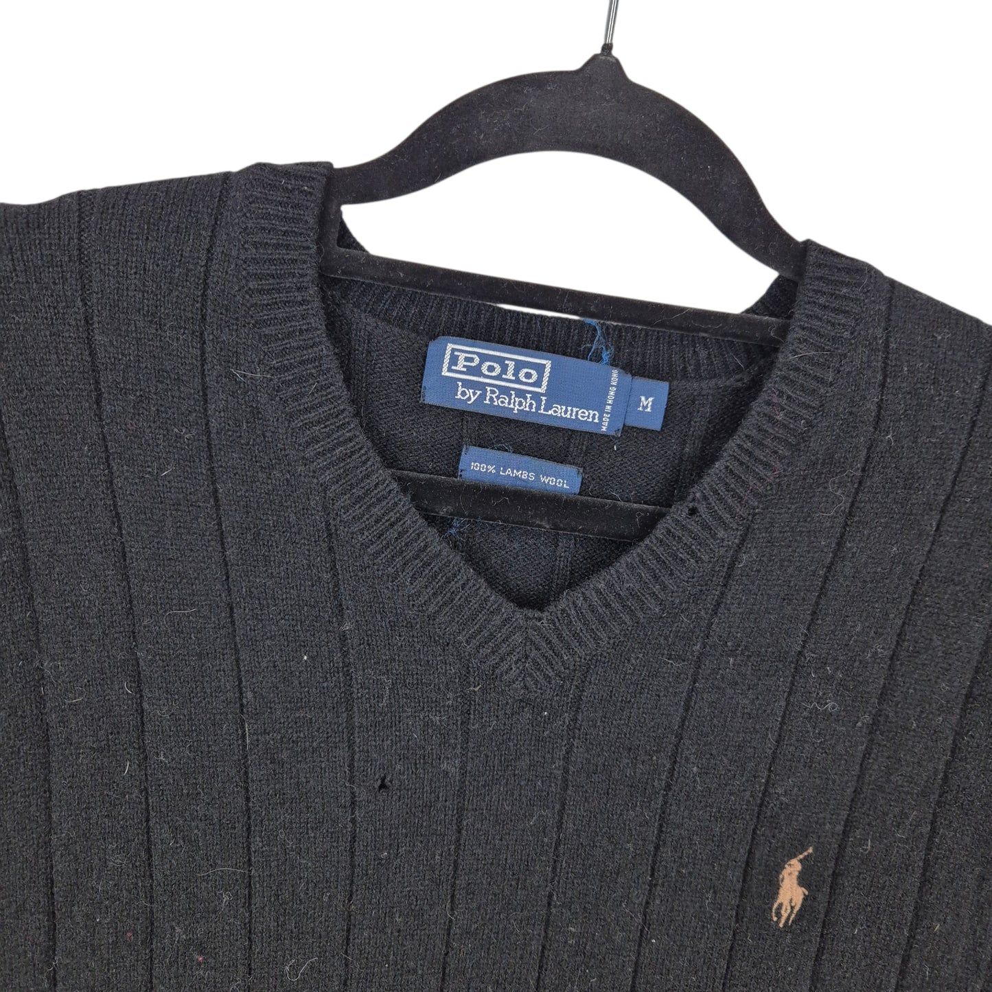 Vintage Polo Ralph Lauren 90's Black Wool Knit Vest Size M