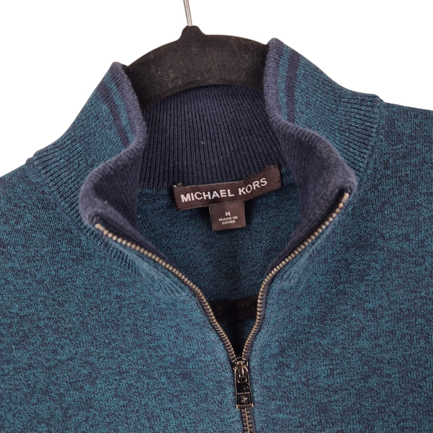 Michael Kors Dark Green Quarter Zip Knit Sweater Size M