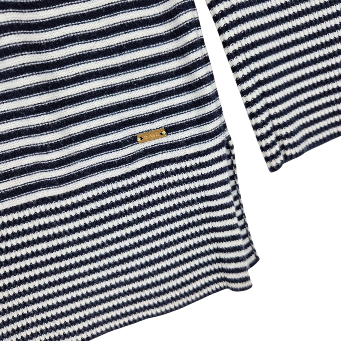 Tommy Hilfiger Womens Blue & White Striped V Neck Knit Sweater Size L