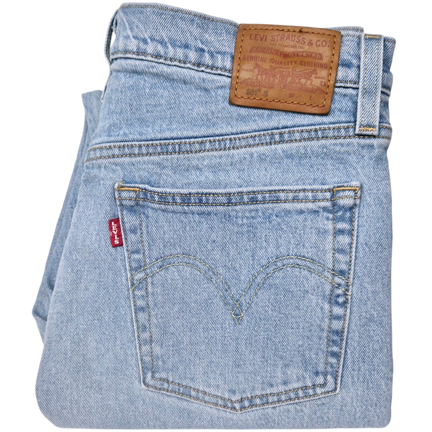 Levis Premium 501 Jeans Womens Light Blue Heavy Slim Denim W30
