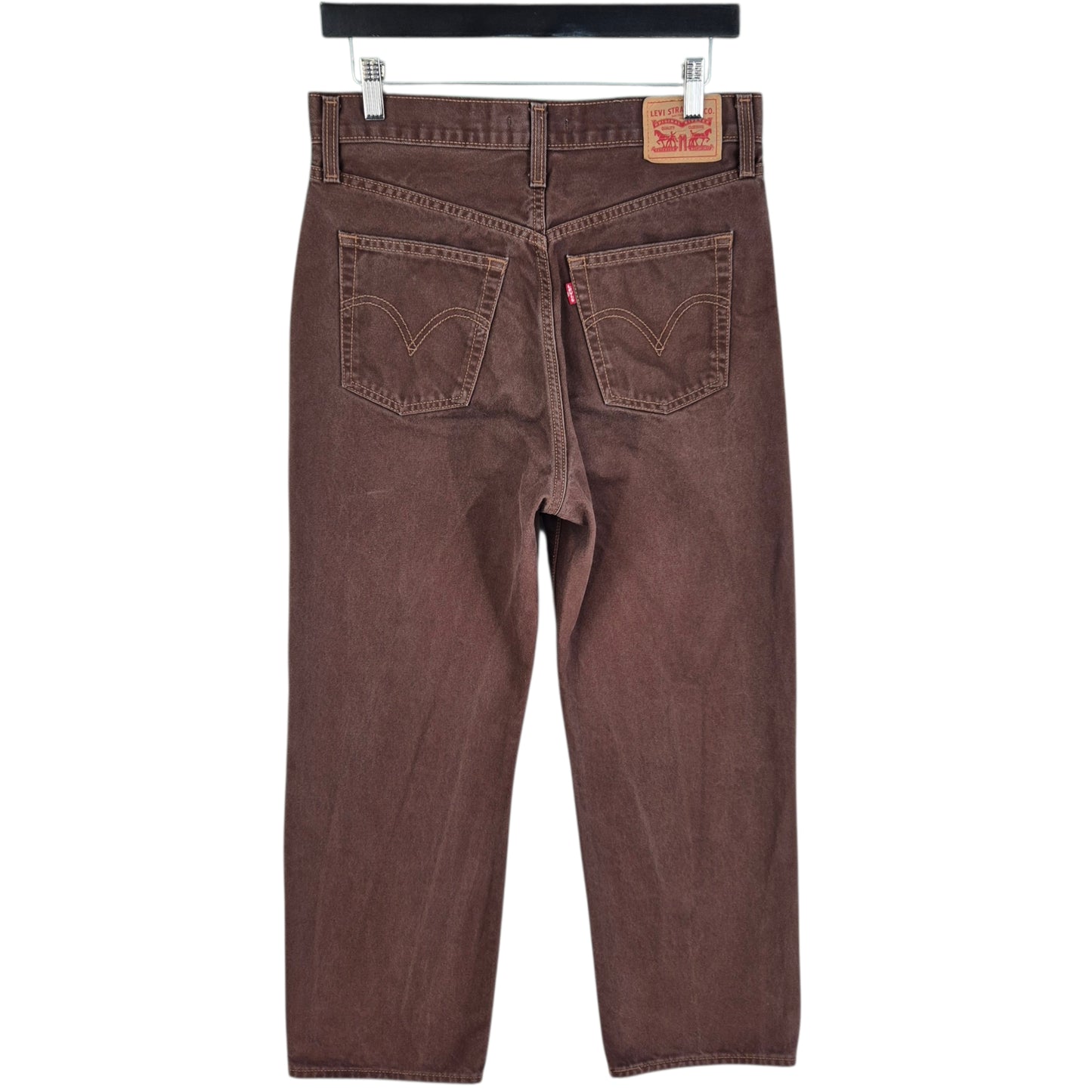 Levis Jeans Womens Brown Rigid Ribcage Straight Ankle Denim W30