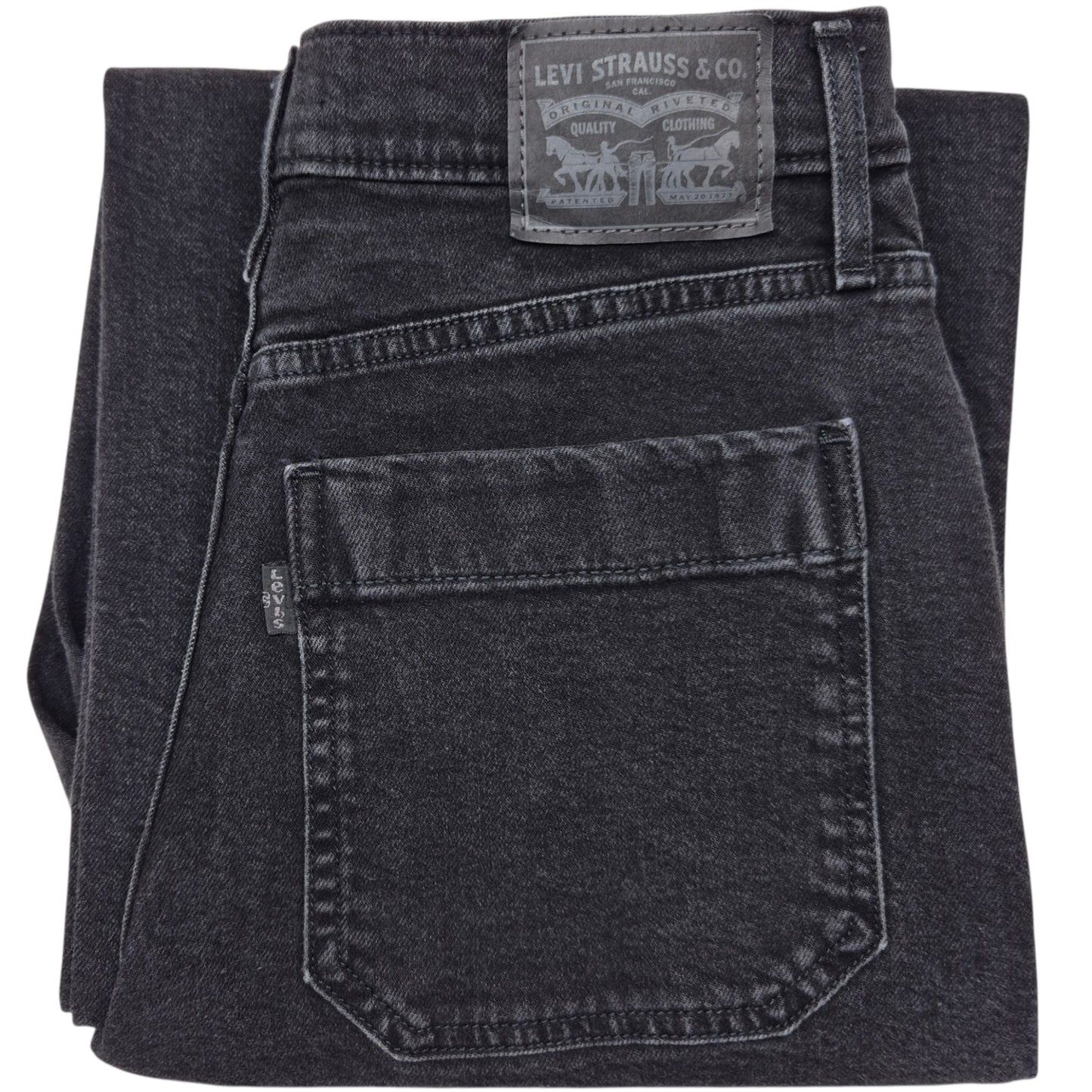 Levis Jeans Womens Black Mile High Cropped Wide Leg Denim W28