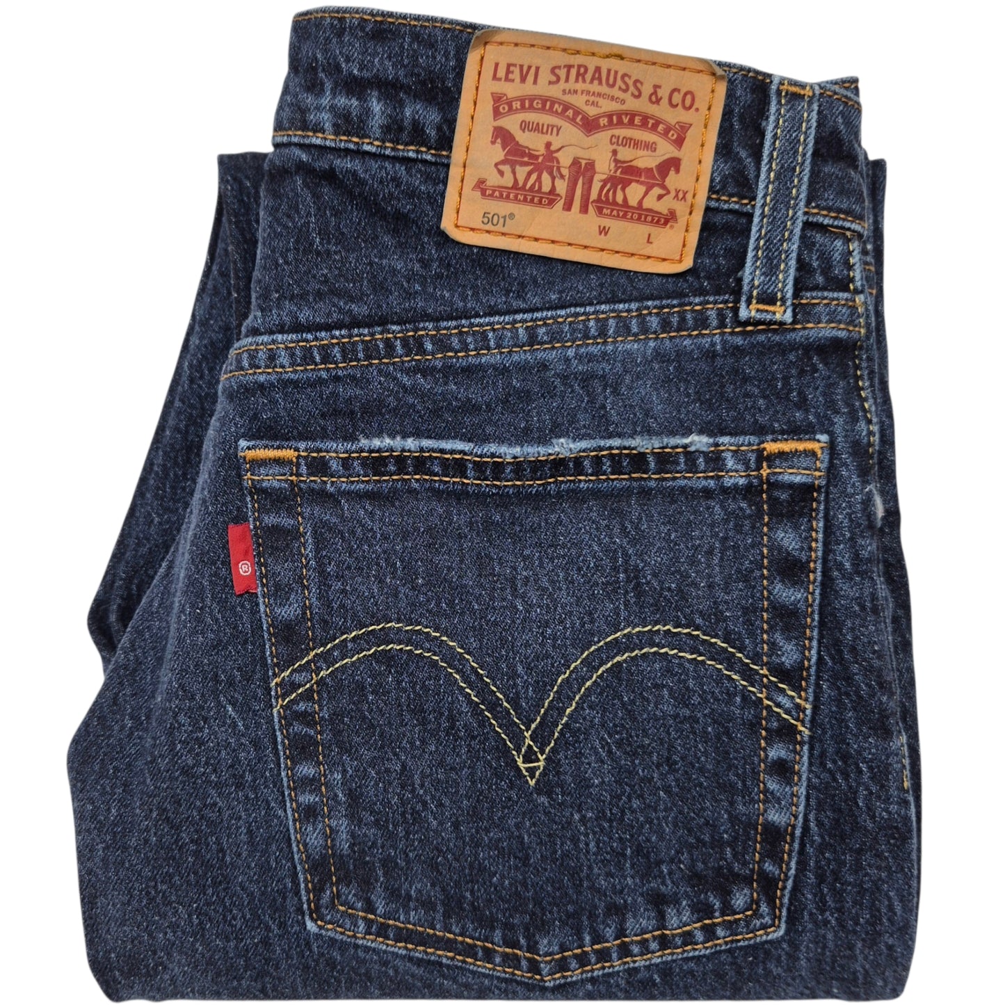 Levis 501 Jeans Womens Dark Blue Heavy Classic Denim W27