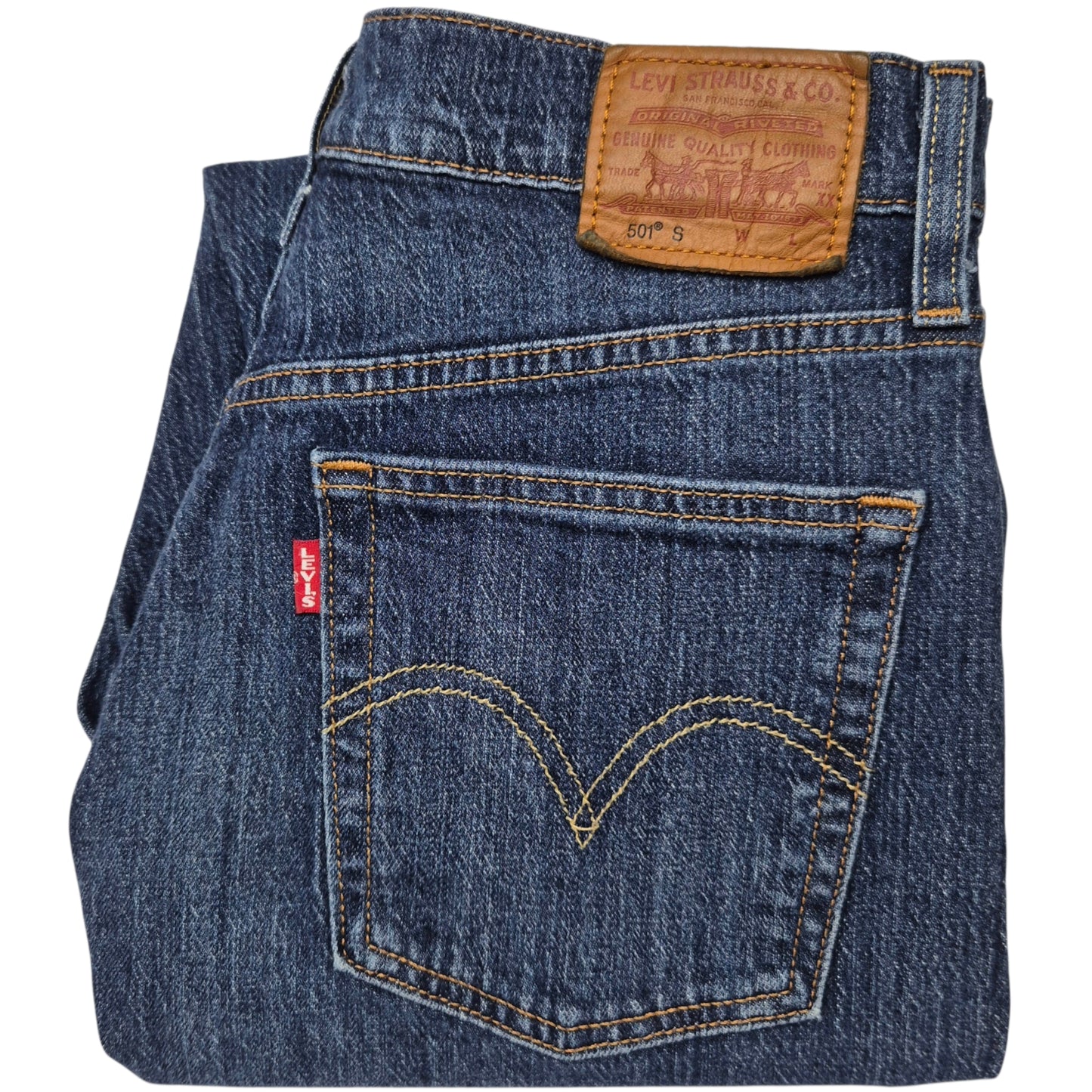 Levis Premium 501 Jeans Womens Dark Blue Slim Fit Denim W28