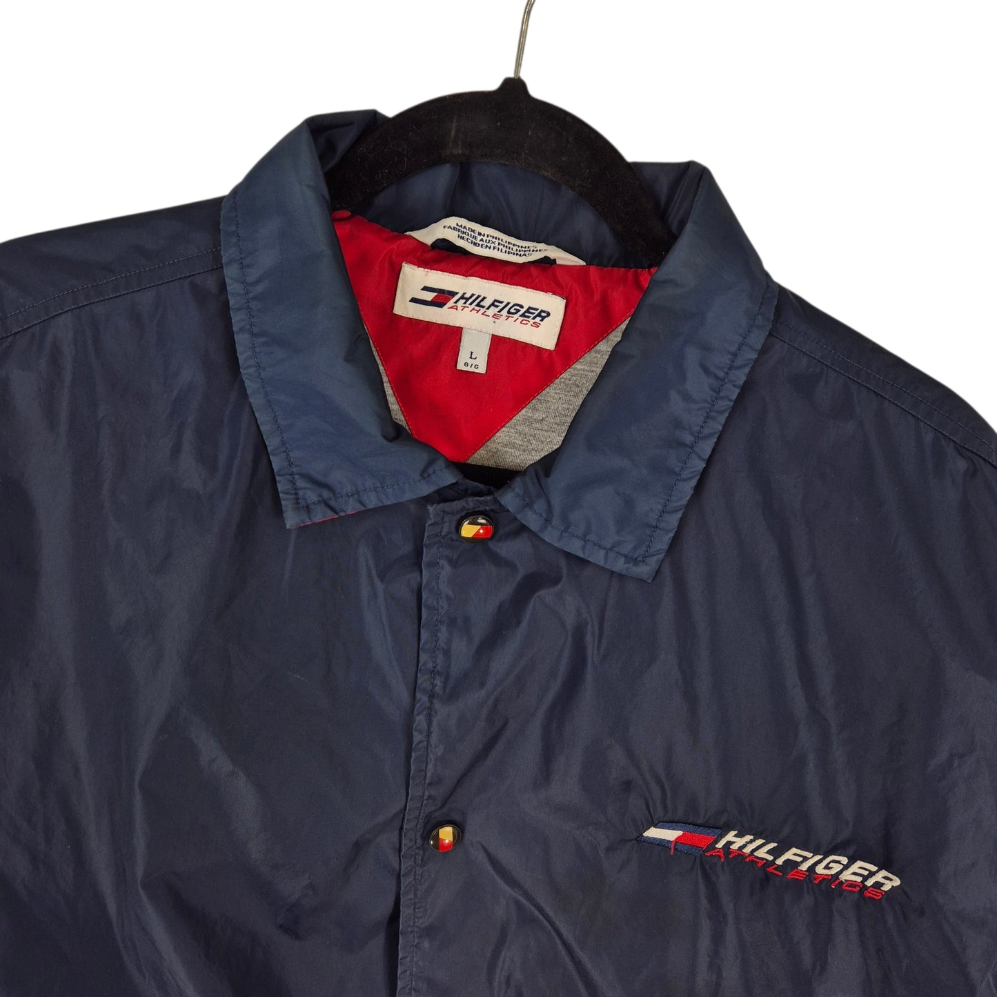 Vintage Tommy Hilfiger Athletics 90's Dark Blue Nylon Button Jacket Size L