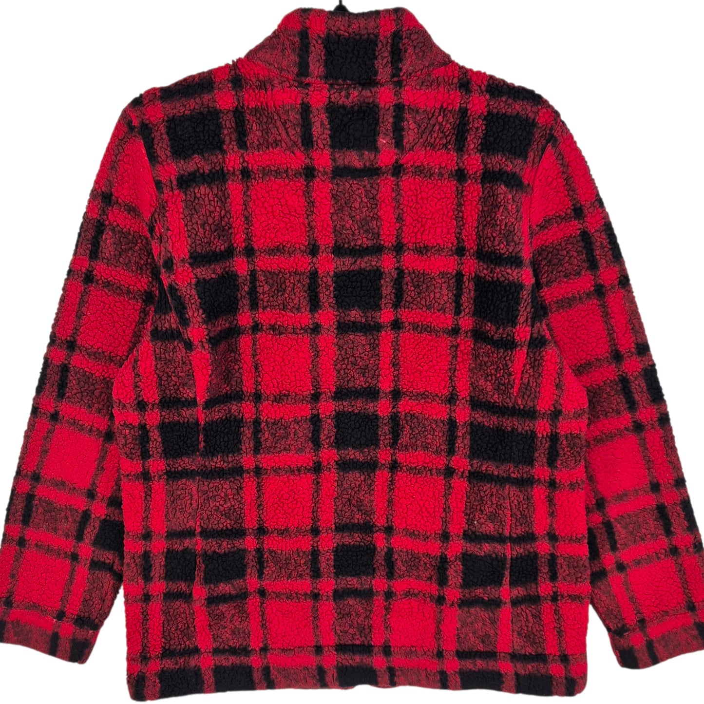 Calvin Klein Red & Black Checkered Fleece Zip Jumper Size M