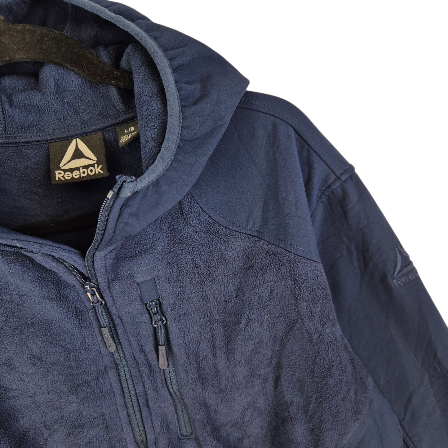 Reebok Dark Blue Hooded Fleece Zip Jumper Size L