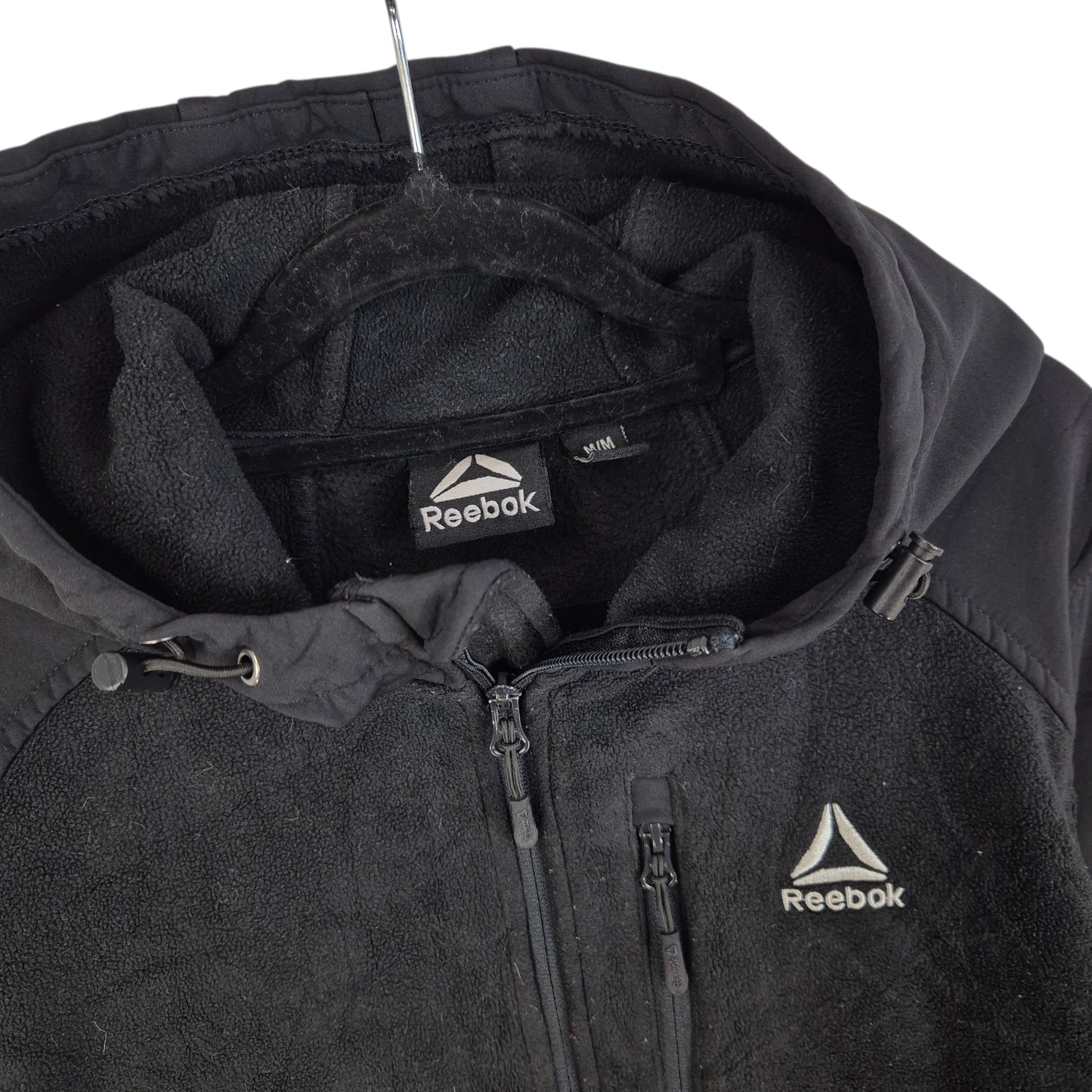 Reebok Black Hooded Fleece Zip Jumper Size M