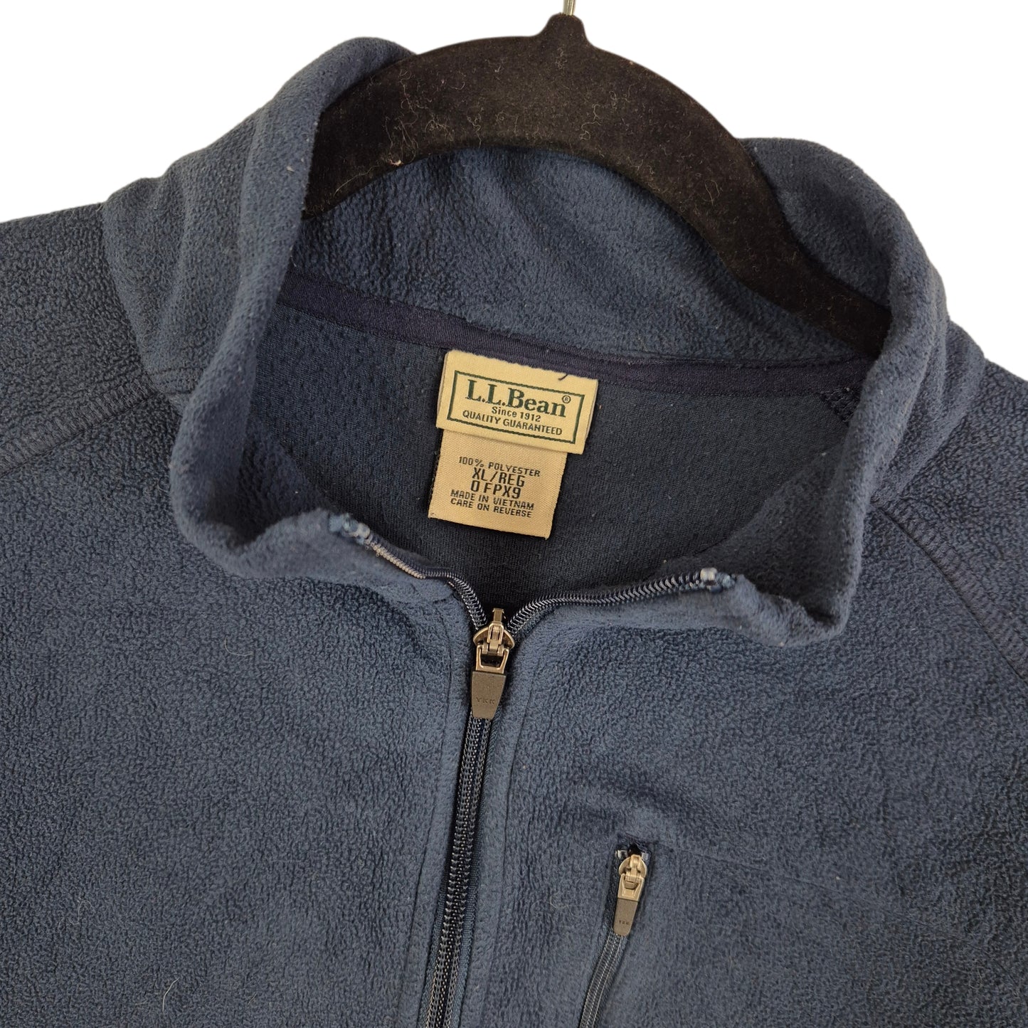 LL Bean Dark Blue Quarter Zip Fleece Jumper Size XL