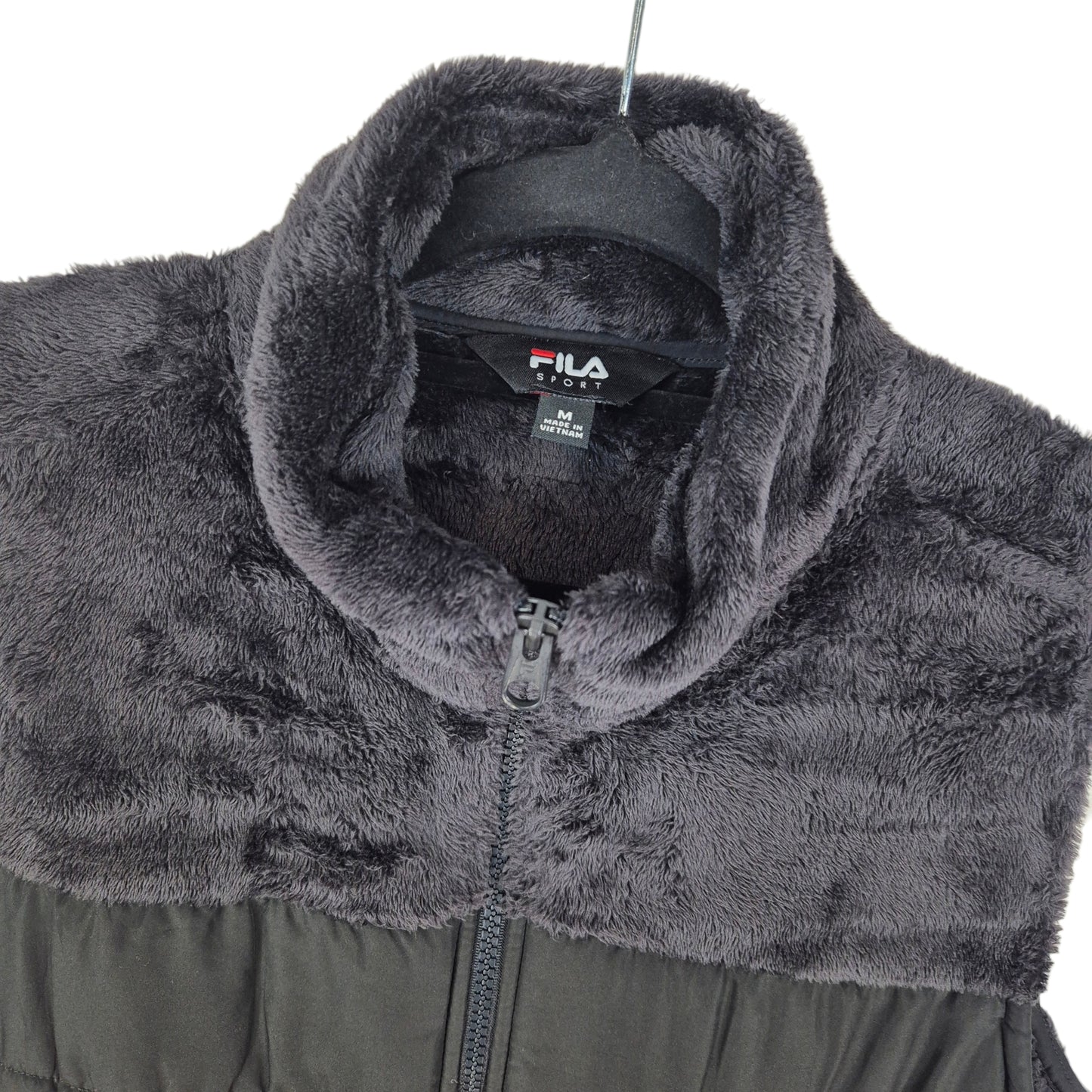FILA Sport Womens Dark Grey Mink Fleece Zip Vest Size M