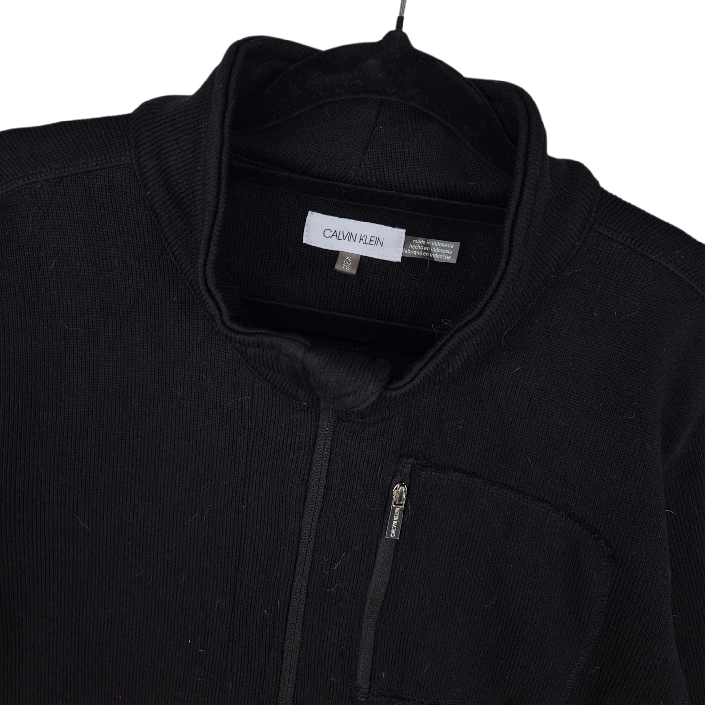 Calvin Klein Black Slim Fleece Zip Jumper Size XL