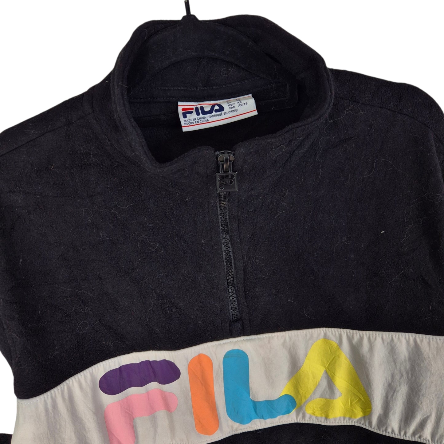 FILA Black Quarter Zip Fleece Jumper Size XS