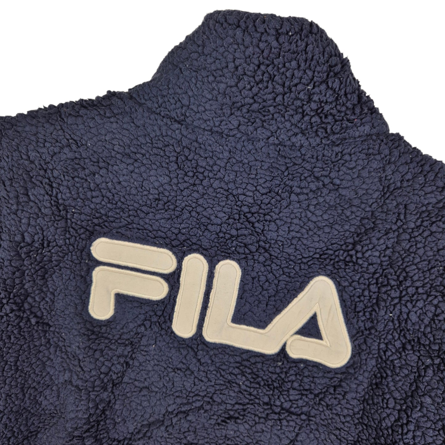 FILA Dark Blue Embroidered Fleece Zip Jumper Size XL