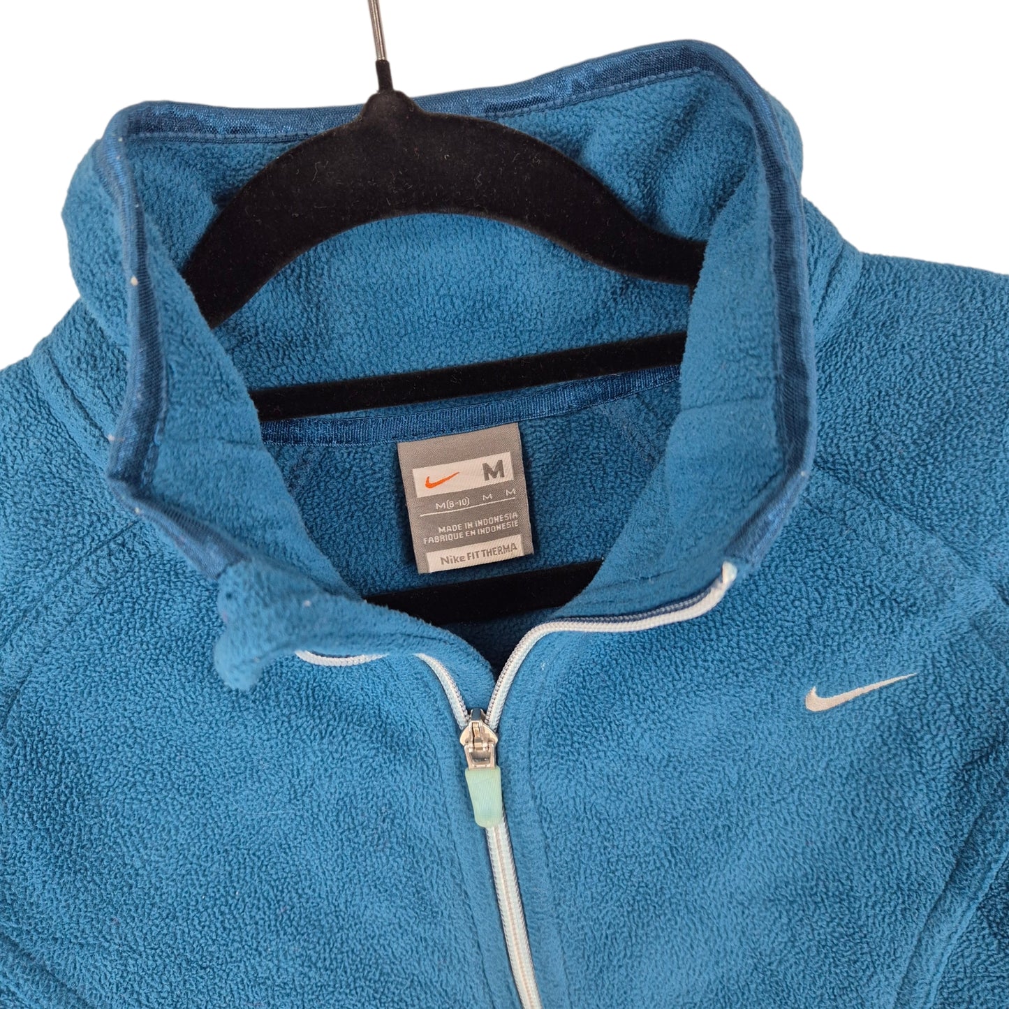 Vintage Nike 2000's Womens Blue Fleece Zip Jumper Size M