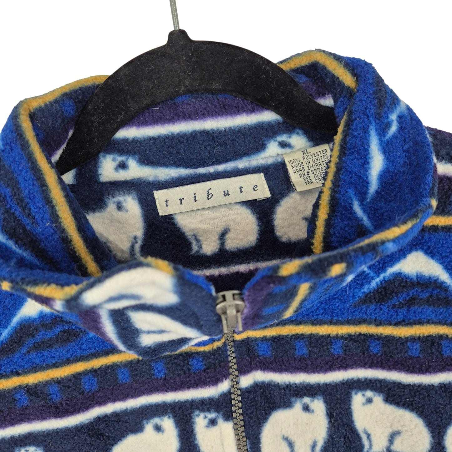 Vintage Tribute 90's Blue Quarter Zip Fleece Jumper Size XL