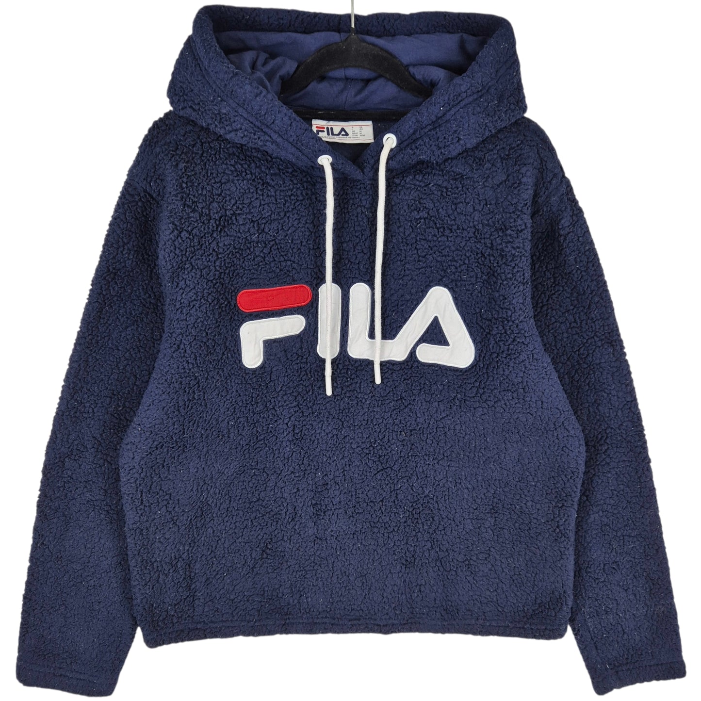 FILA Dark Blue Embroidered Fleece Hoodie Size M