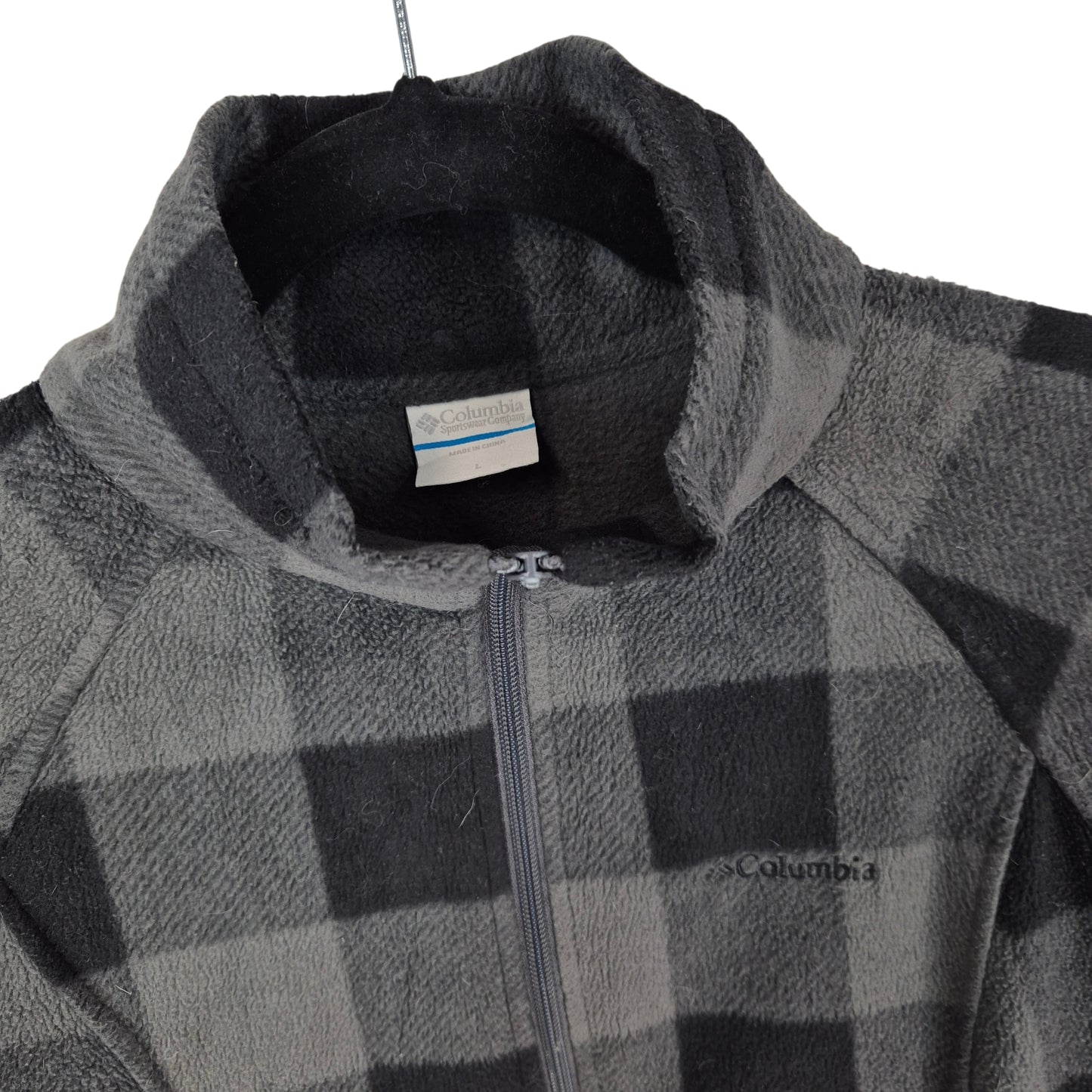 Columbia Womens Grey Checkered Fleece Zip Jumper Size L