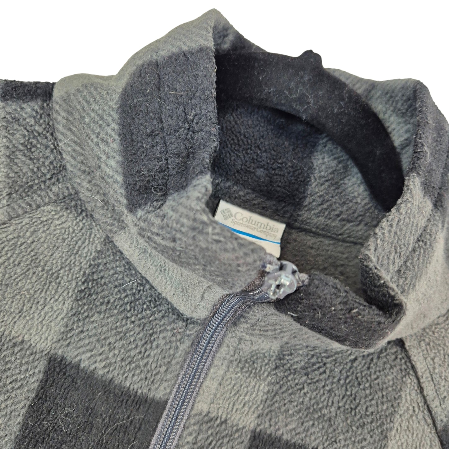 Columbia Womens Grey Checkered Fleece Zip Jumper Size L