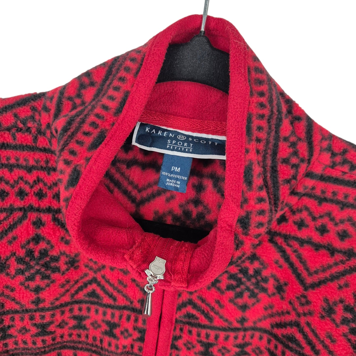 Karen Scott Sport Womens Red Fleece Zip Jumper Size M
