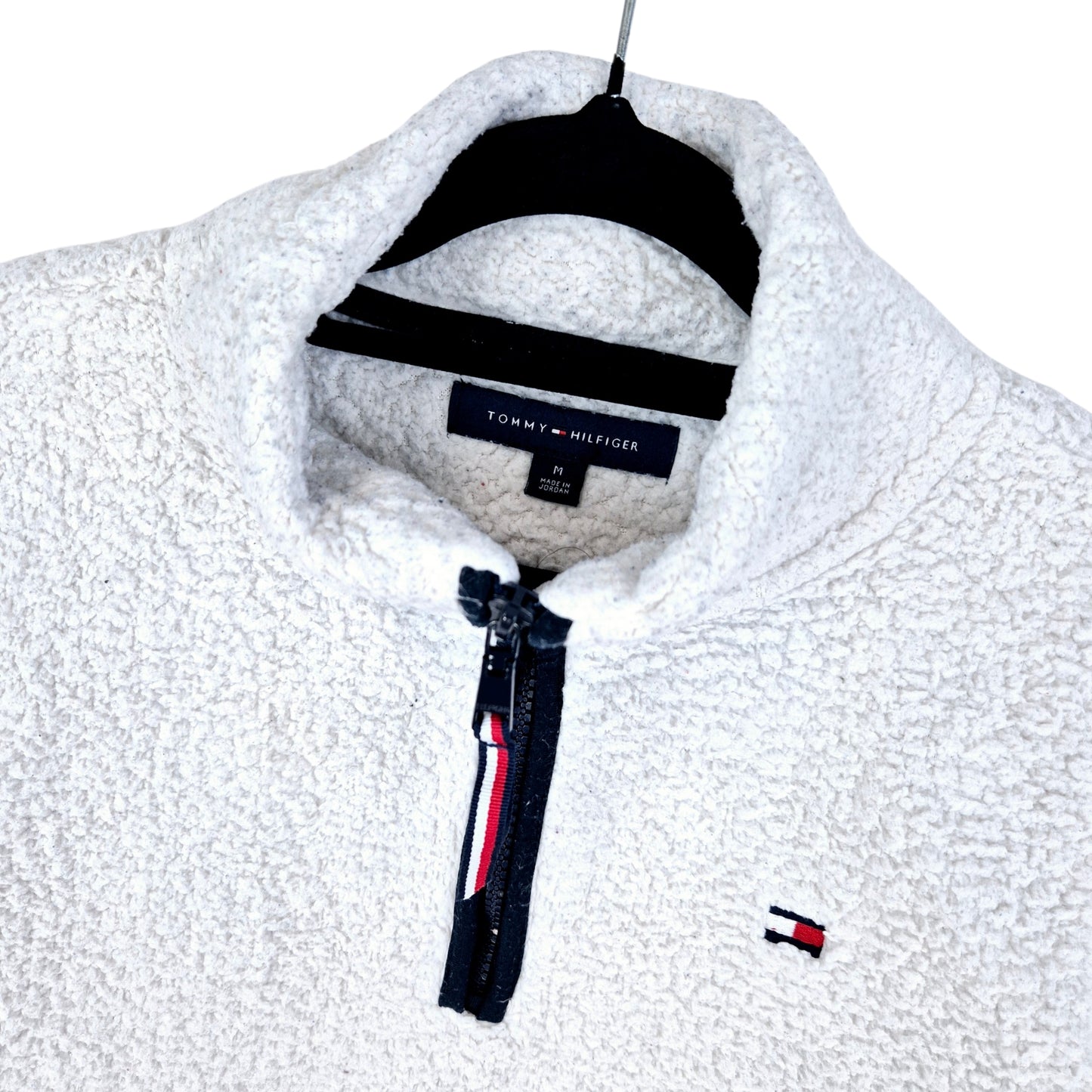 Tommy Hilfiger White Quarter Zip Fleece Jumper Size M