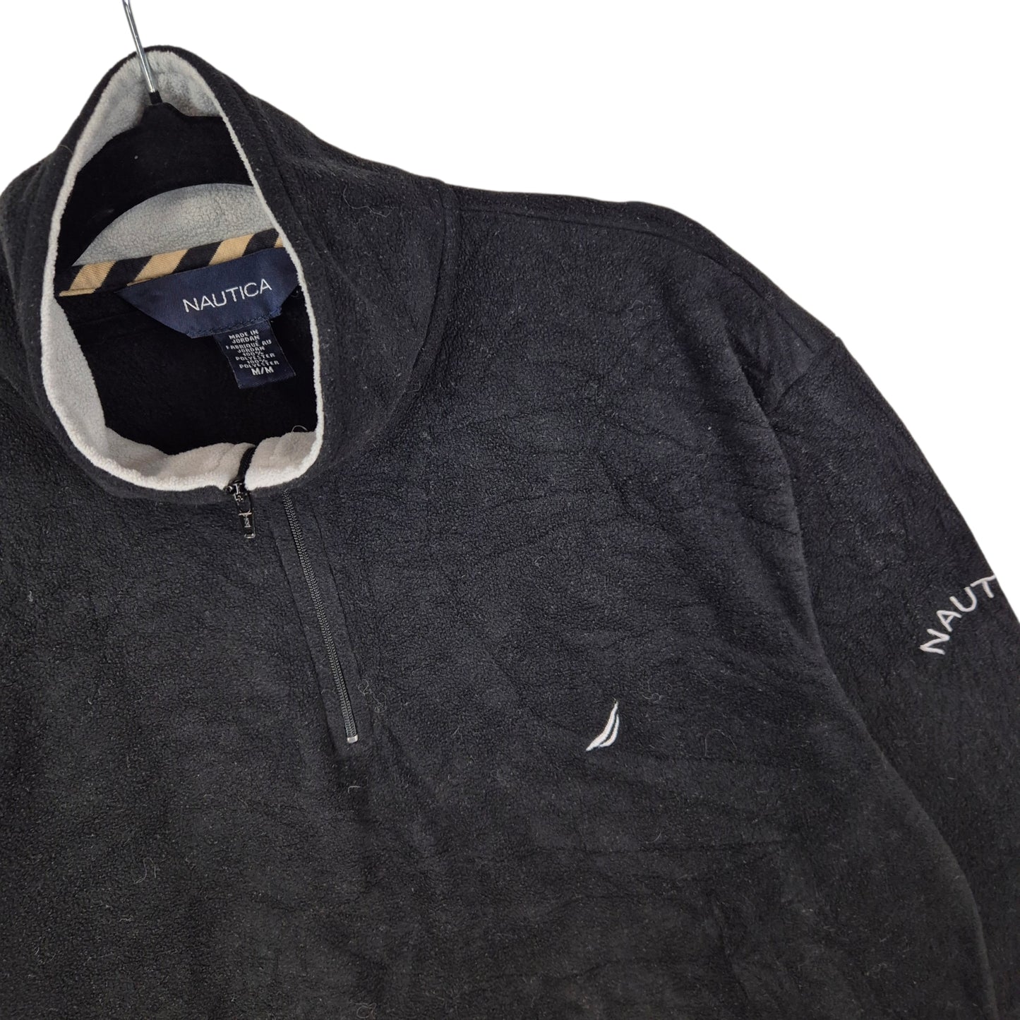Nautica Black Quarter Zip Fleece Jumper Size M