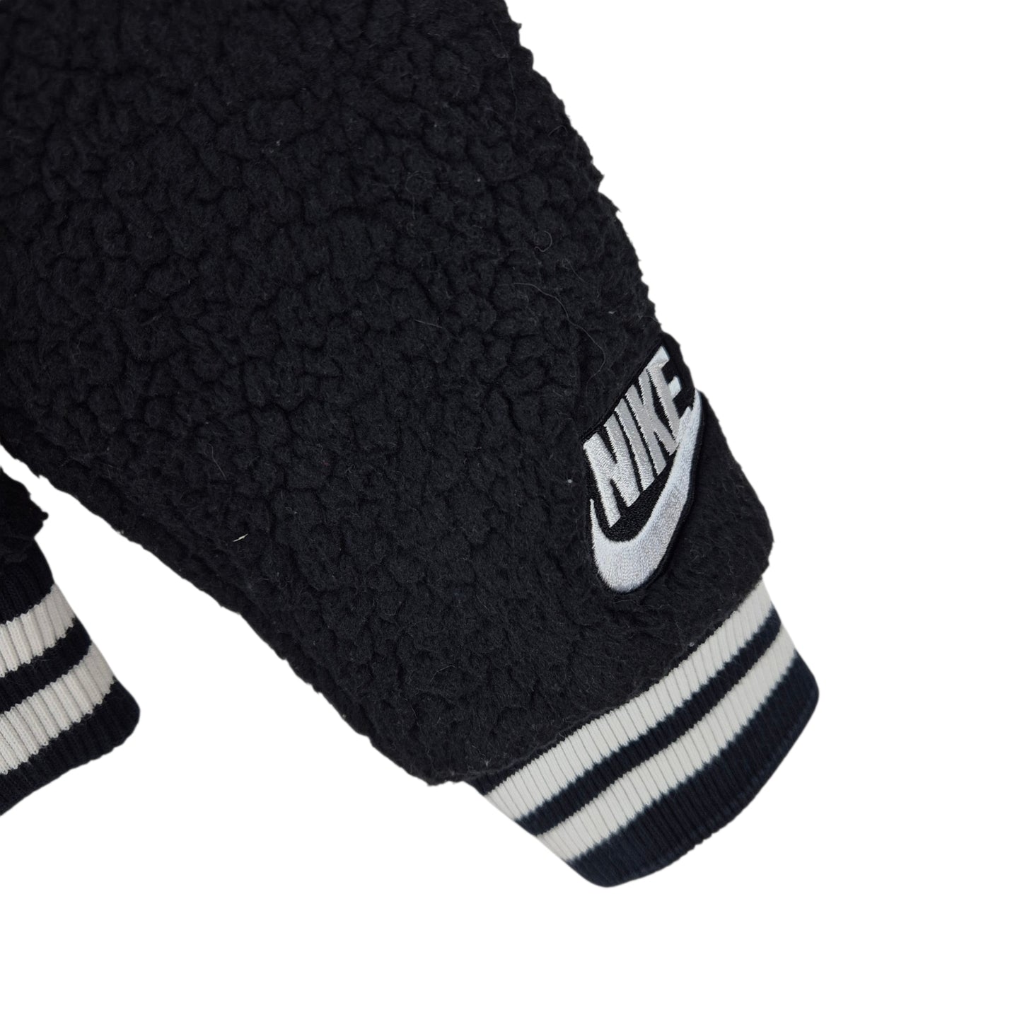 Nike Womens Black & White Fleece Bomber Jacket Size S