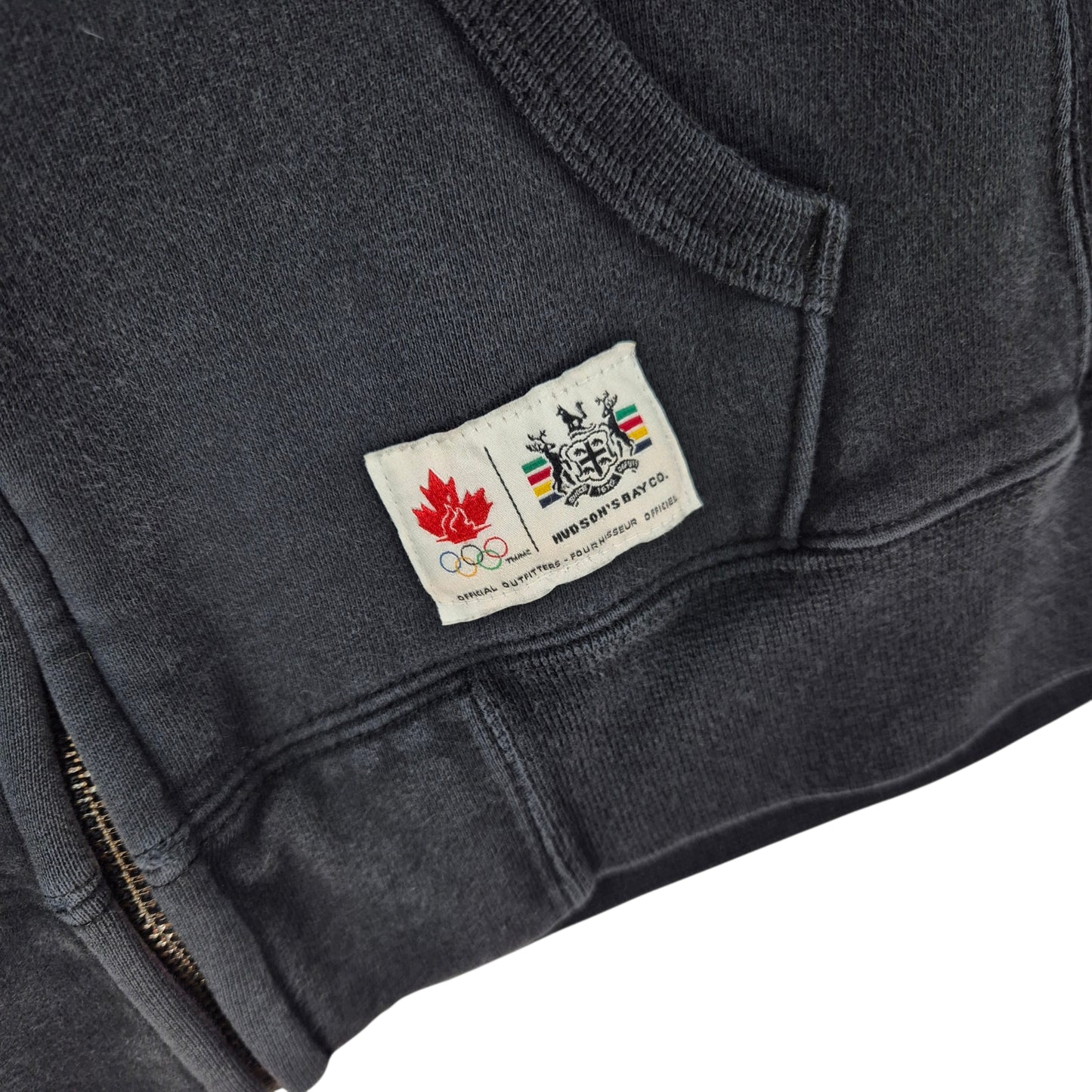 Canada Olympic Team Womens Black Heavy Embroidered Zip Hoodie Size M