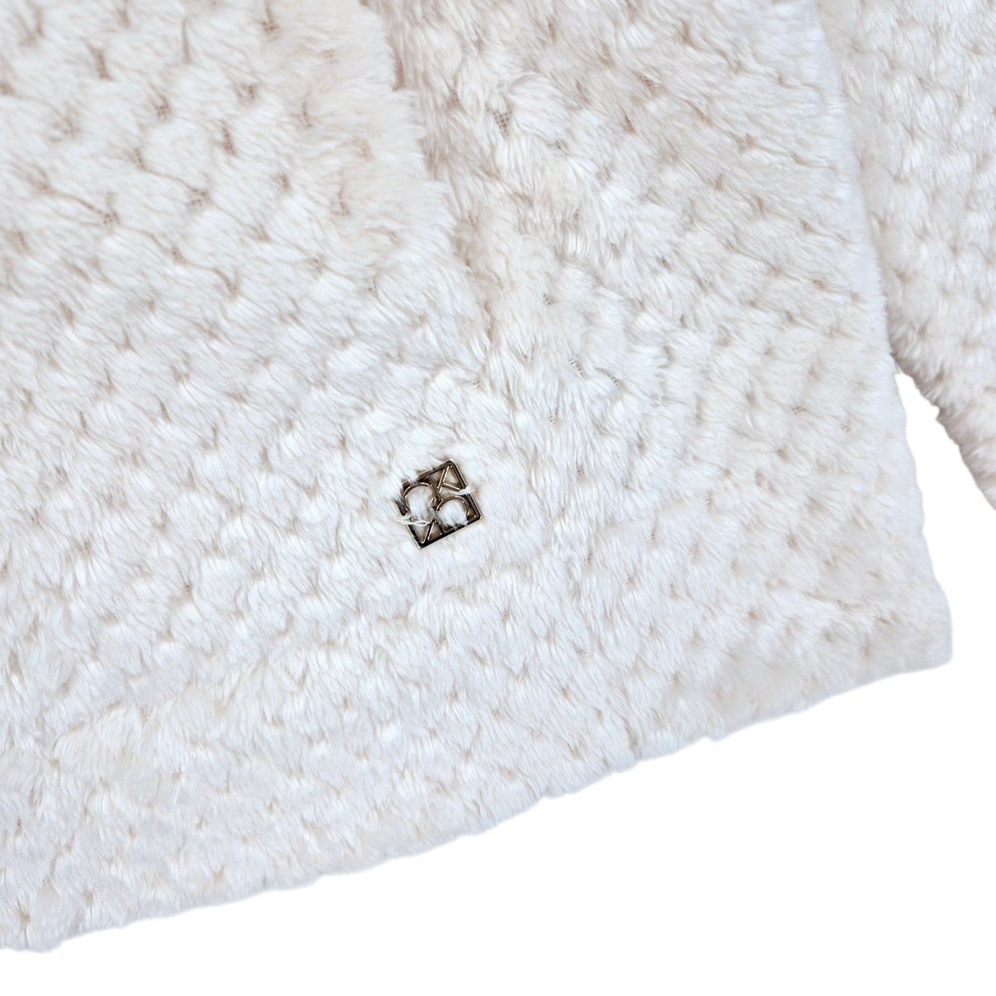 Calvin Klein Womens White Textured Fleece Zip Jumper Size L