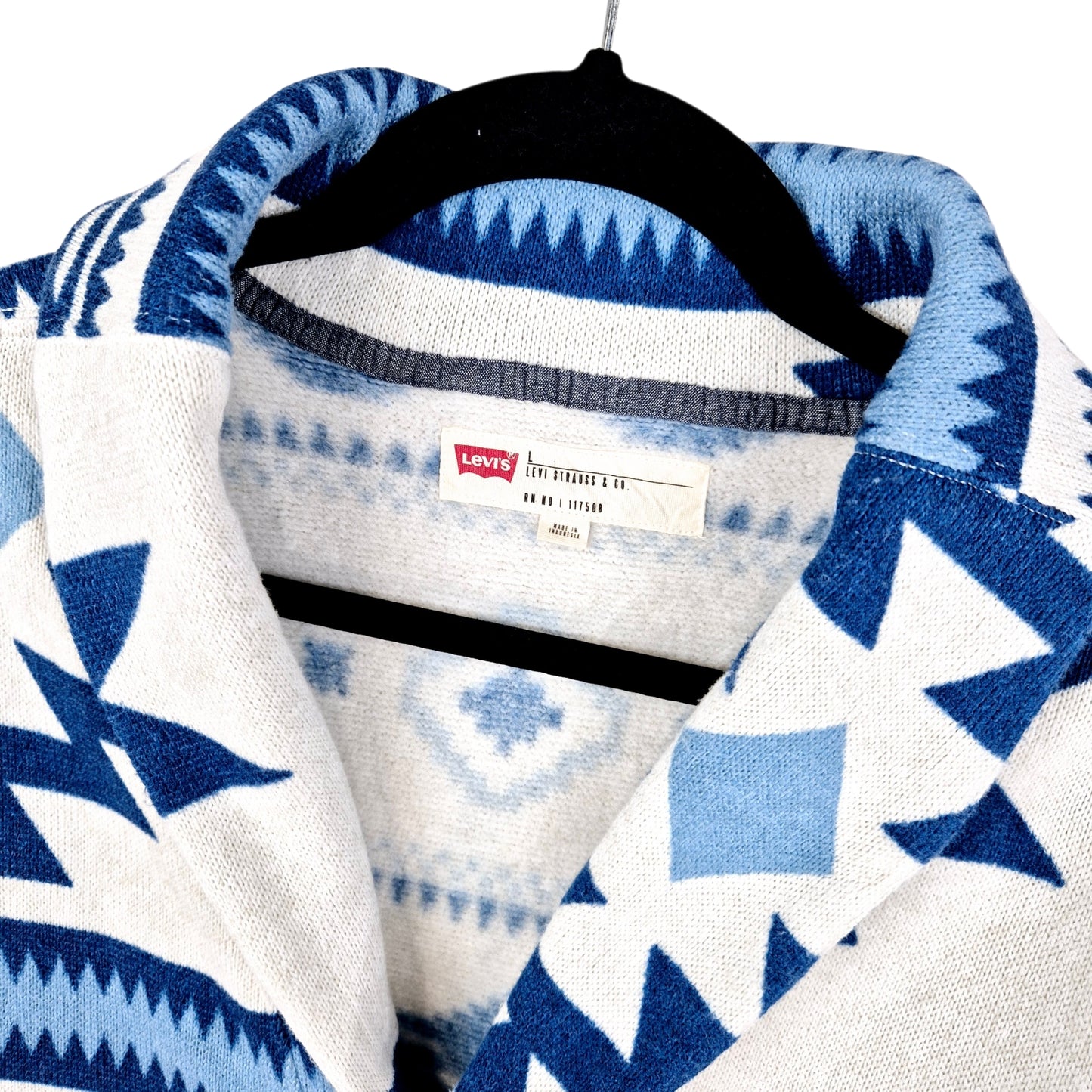 Levis White & Blue Button Knit Jumper Size L