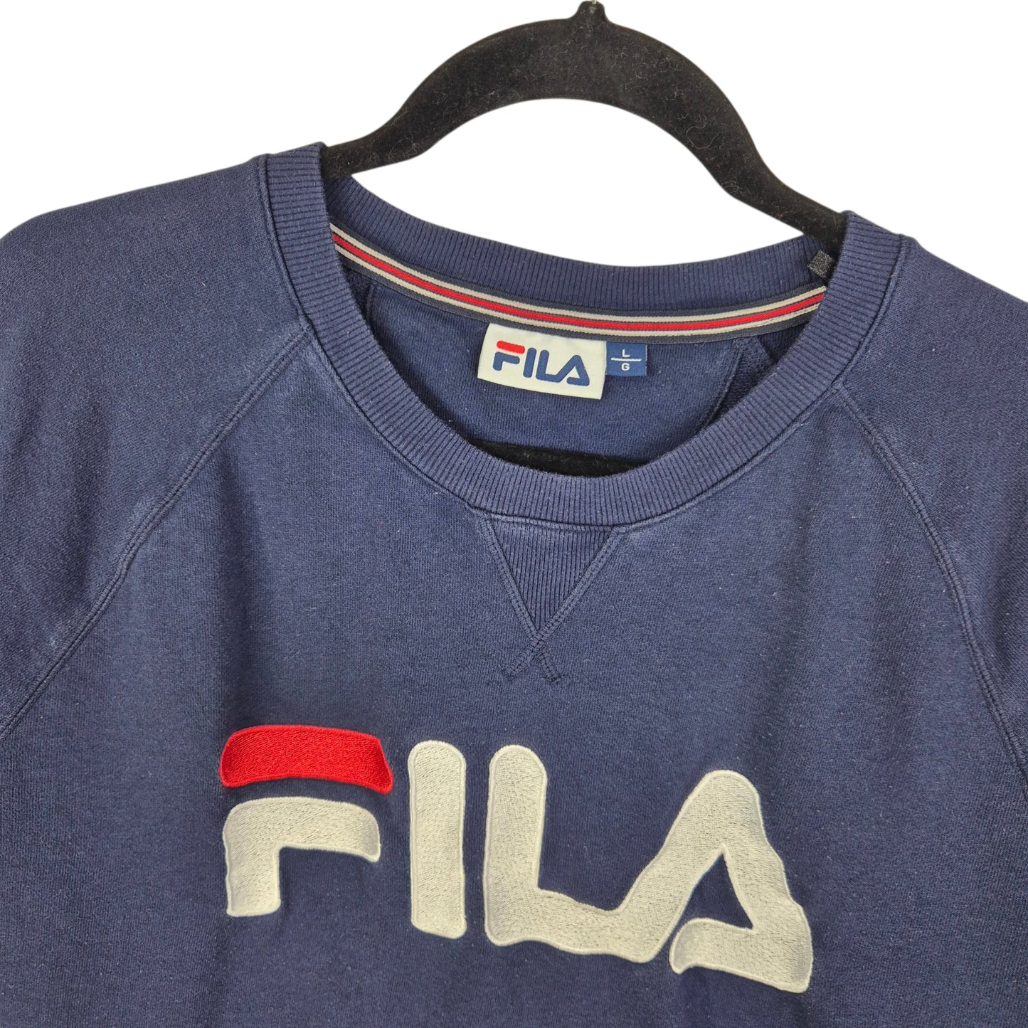 FILA Dark Blue Embroidered Crewneck Sweater Size L