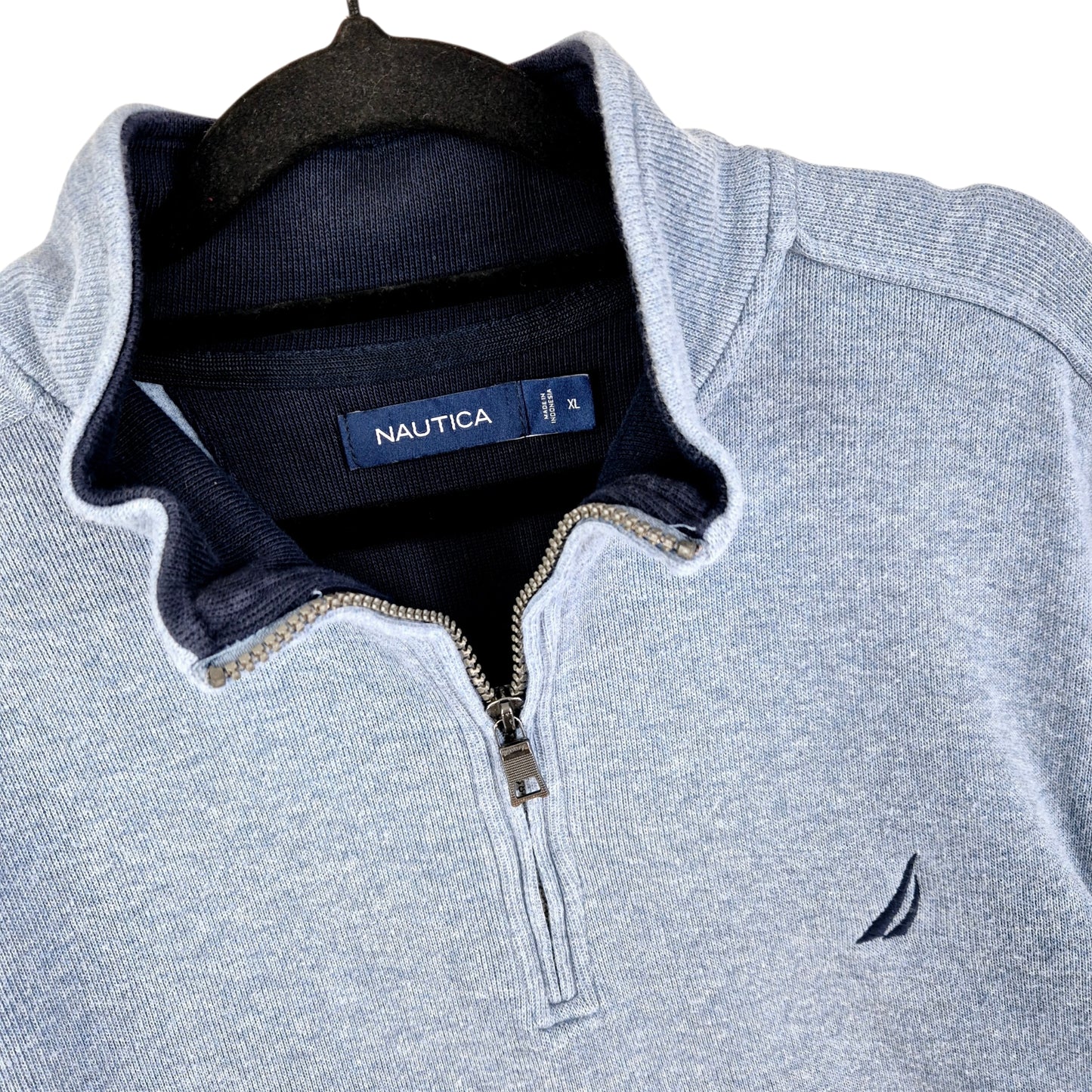 Nautica Light Blue Quarter Zip Knit Sweater Size XL