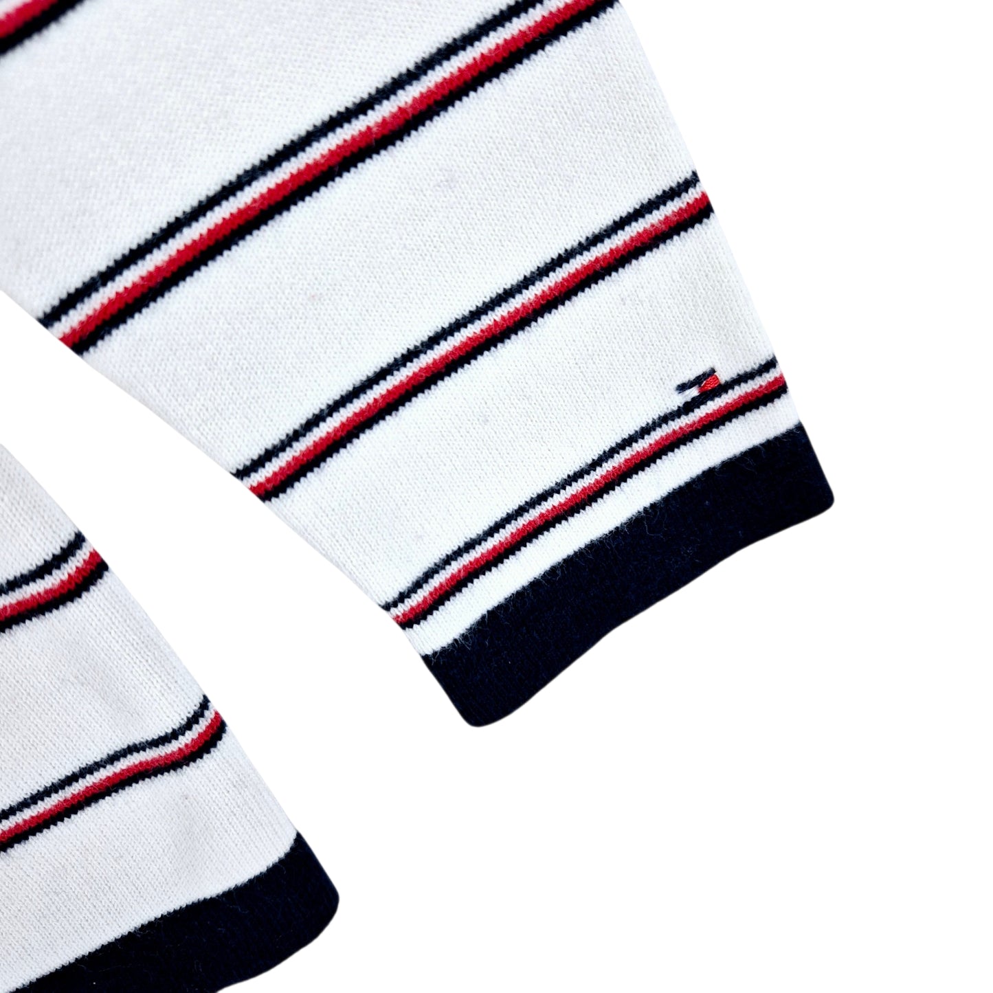 Tommy Hilfiger Womens White Striped V Neck Knit Sweater Size S