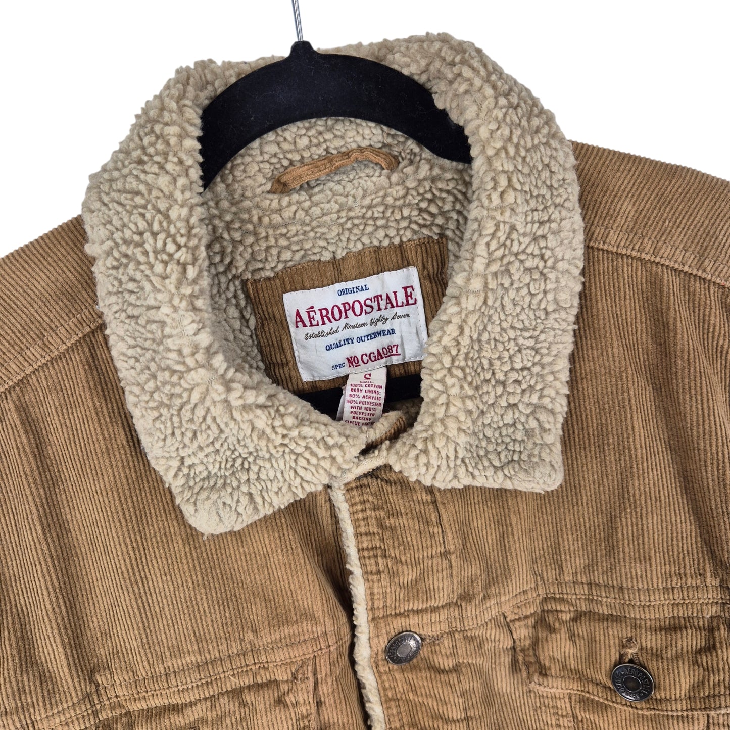 Aeropostale Brown Fleece Insulated Corduroy Jacket Size S