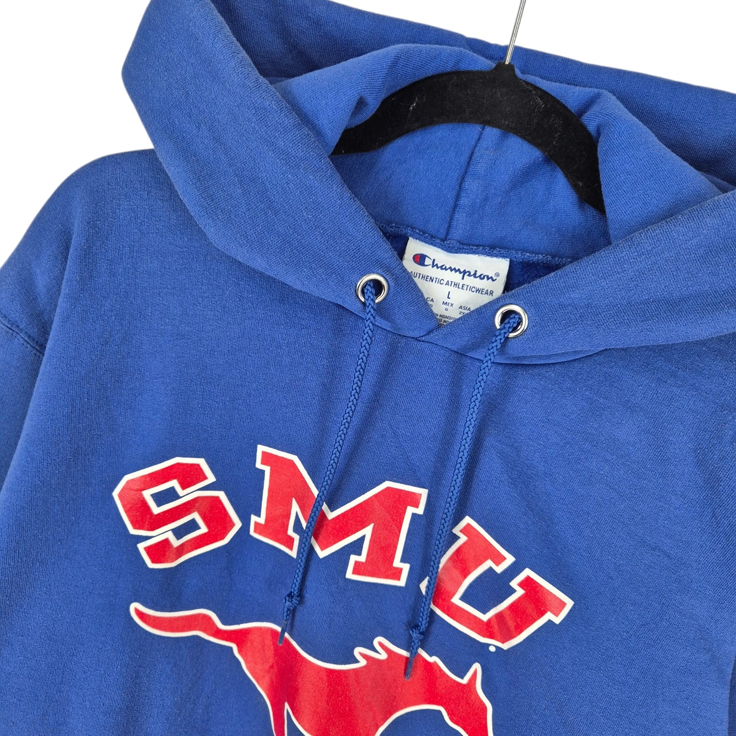 Champion SMU Mustangs Blue Cotton Hoodie Size L