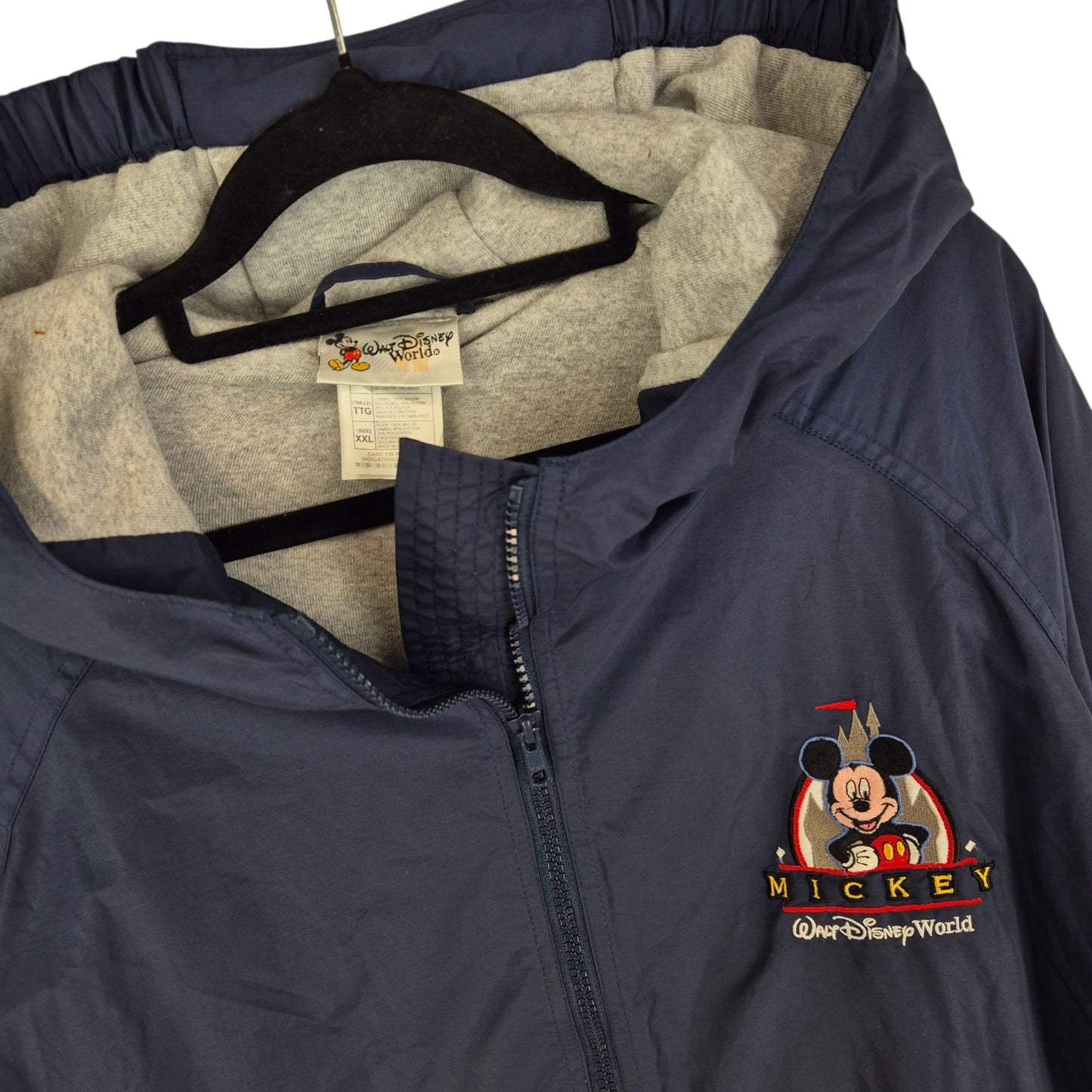Vintage Disney Mickey Mouse Dark Blue Heavy Nylon Jacket Size 2XL