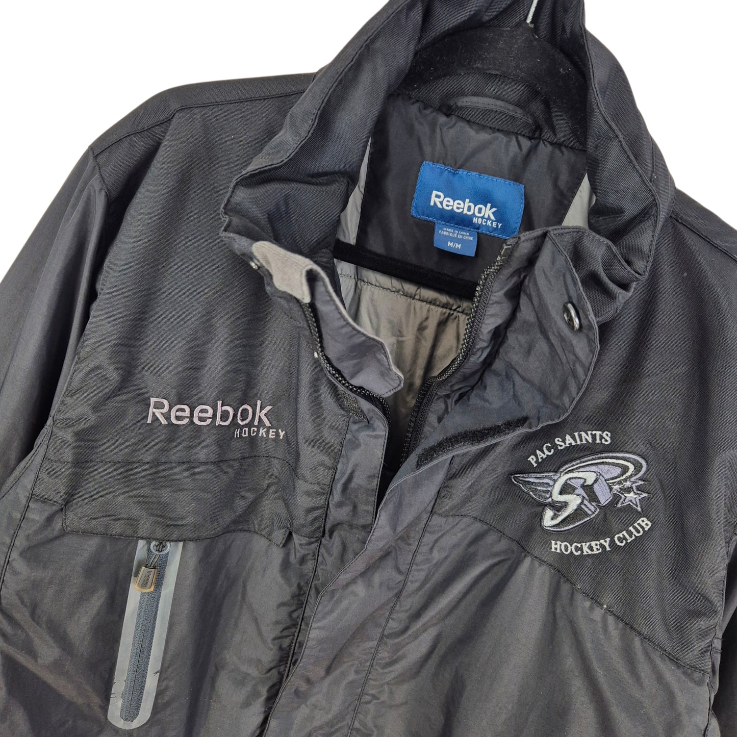Reebok Hockey Black Pac Saints Quilted Trench Jacket Size M