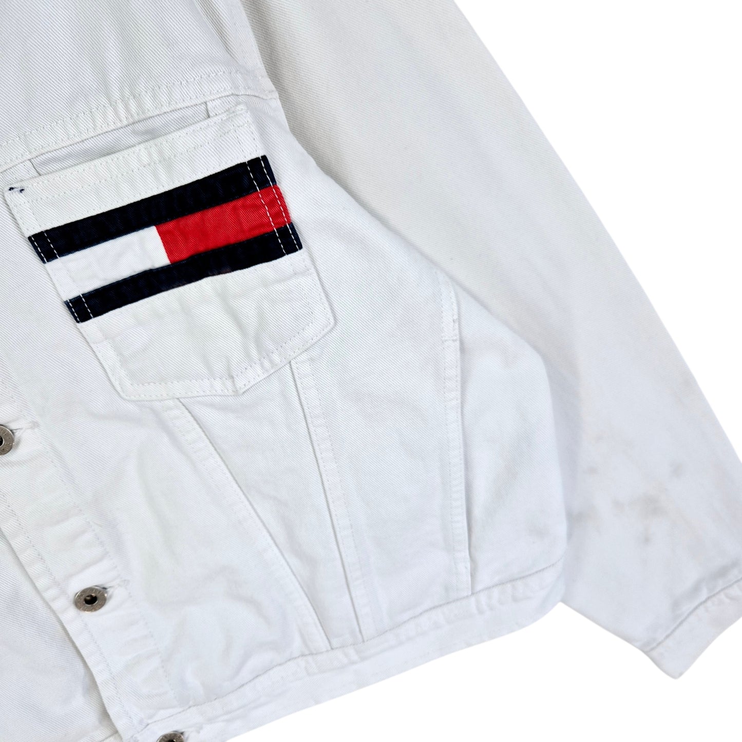Vintage Tommy Hilfiger 90's Womens White Denim Jacket Size XL