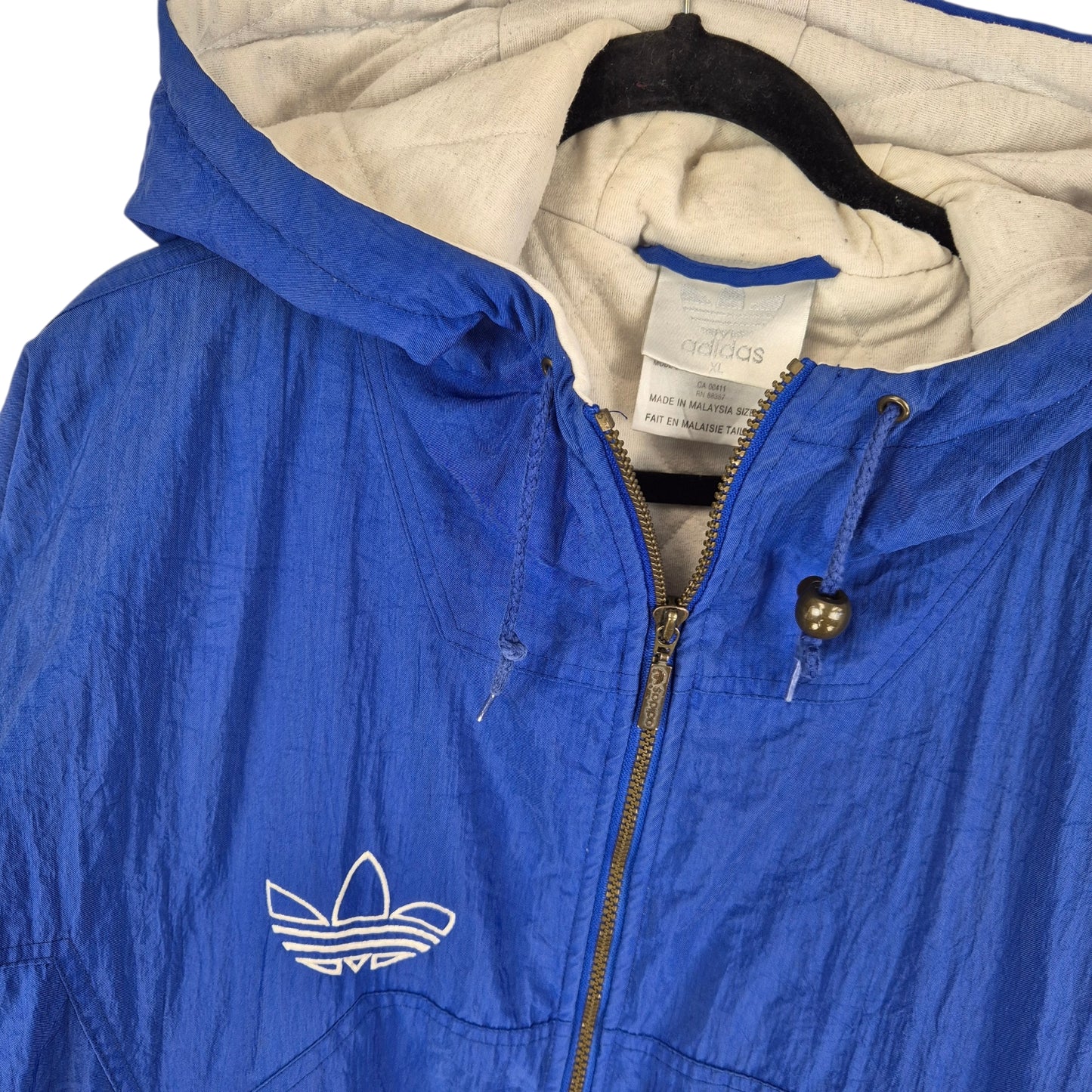Vintage Adidas 80's Blue Quilted Heavy Nylon Jacket Size XL