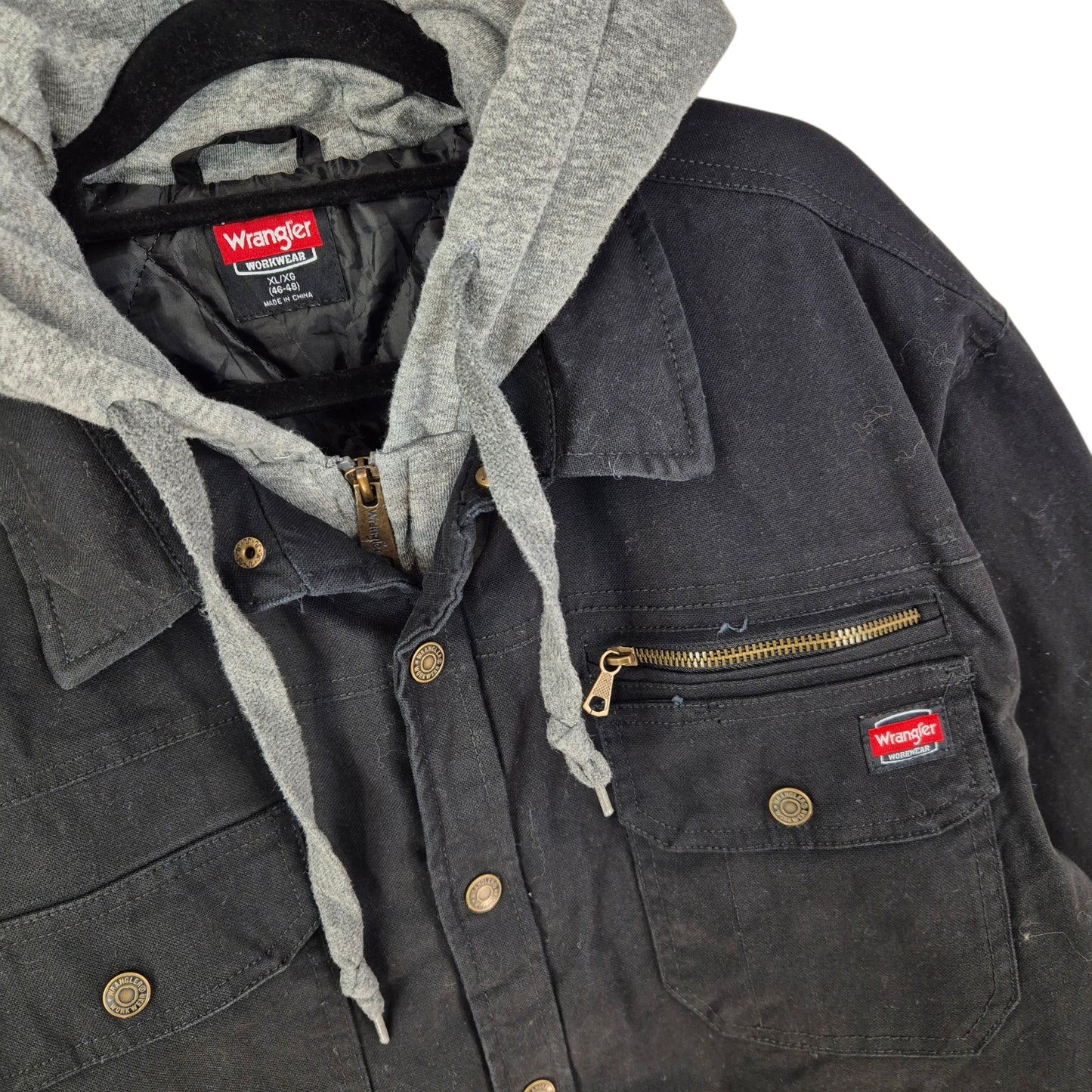Wrangler Workwear Black Heavy Quilted Denim Jacket Size XL