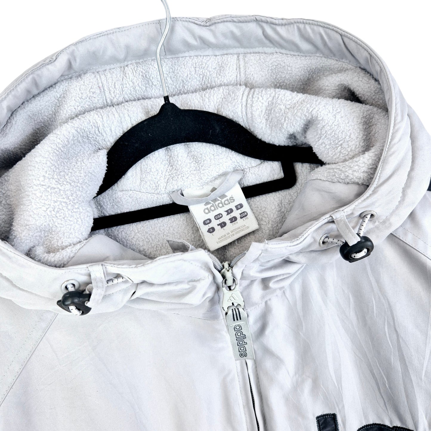 Vintage Adidas 2000's Light Grey Heavy Quilted Jacket Size L