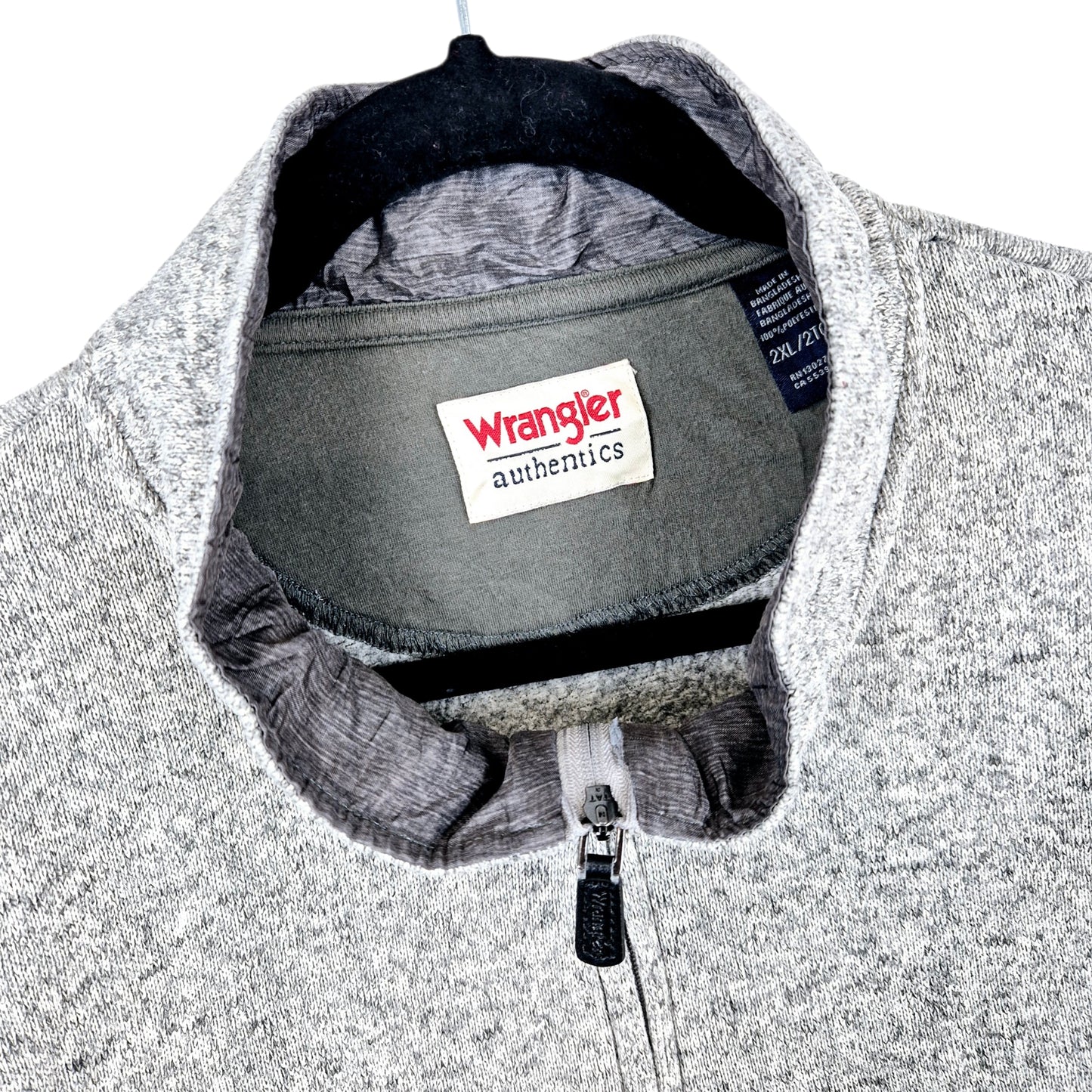 Wrangler Authentics Grey Quarter Zip Fleece Jumper Size 2XL