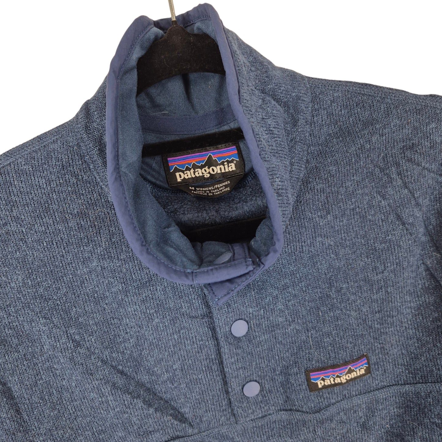 Patagonia Womens Dark Blue Quarter Button Fleece Jumper Size M