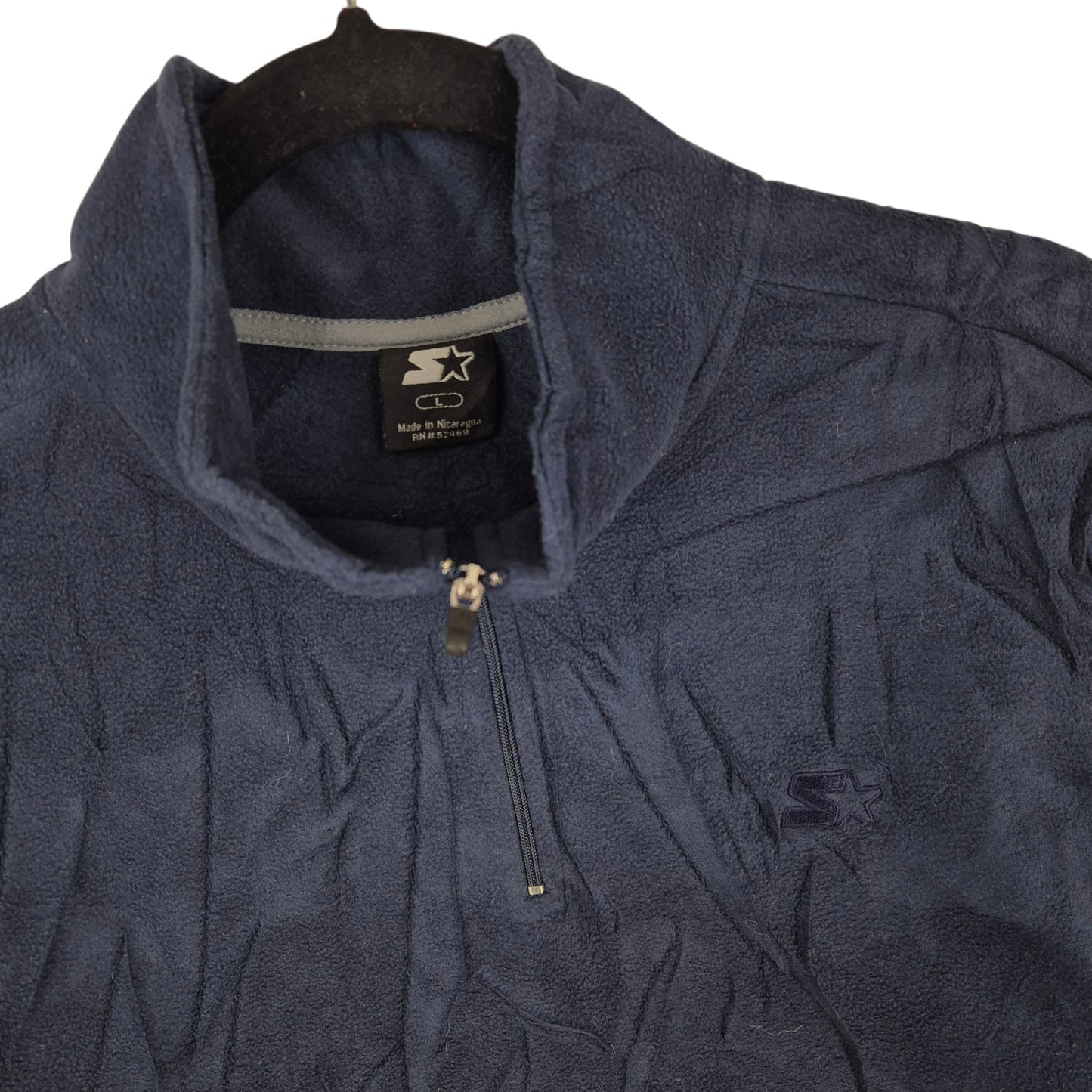 Vintage Starter 2000's Dark Blue Quarter Zip Fleece Jumper Size L