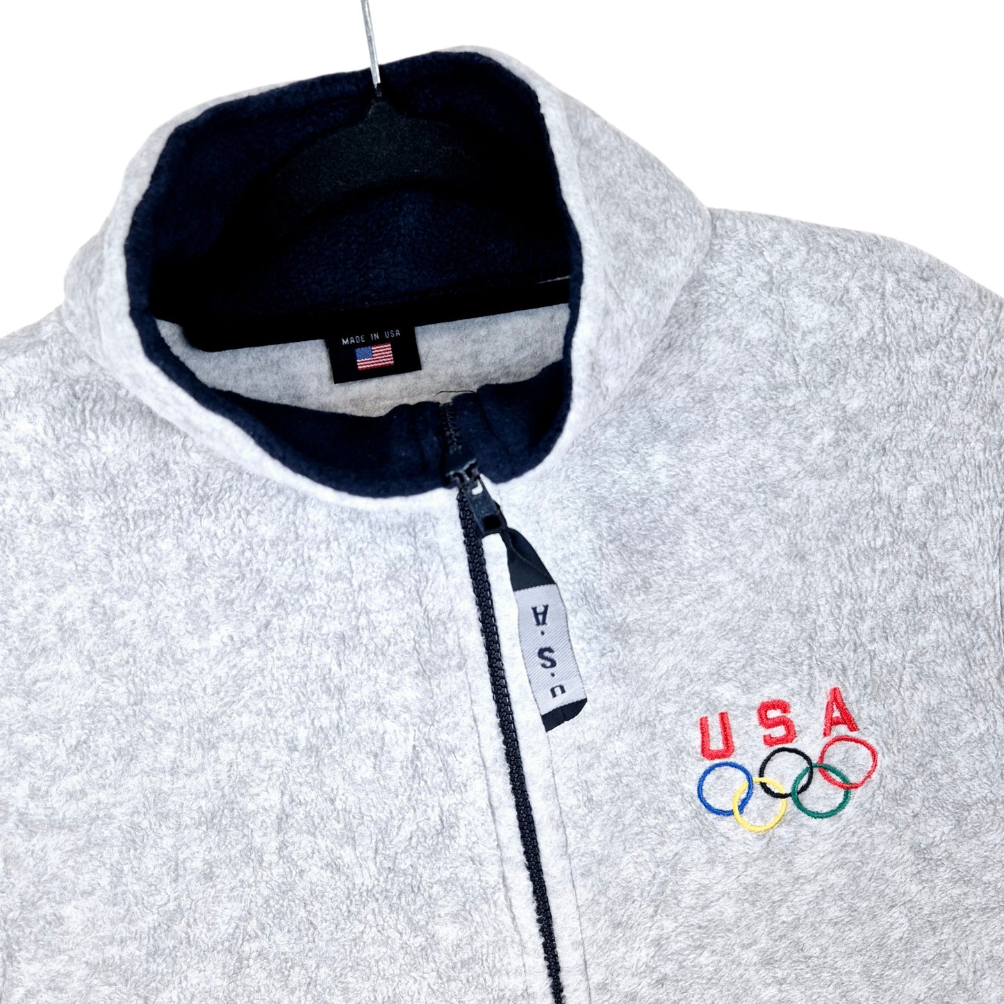 Vintage USA Olympics 80's Grey Fleece Jumper Size XL