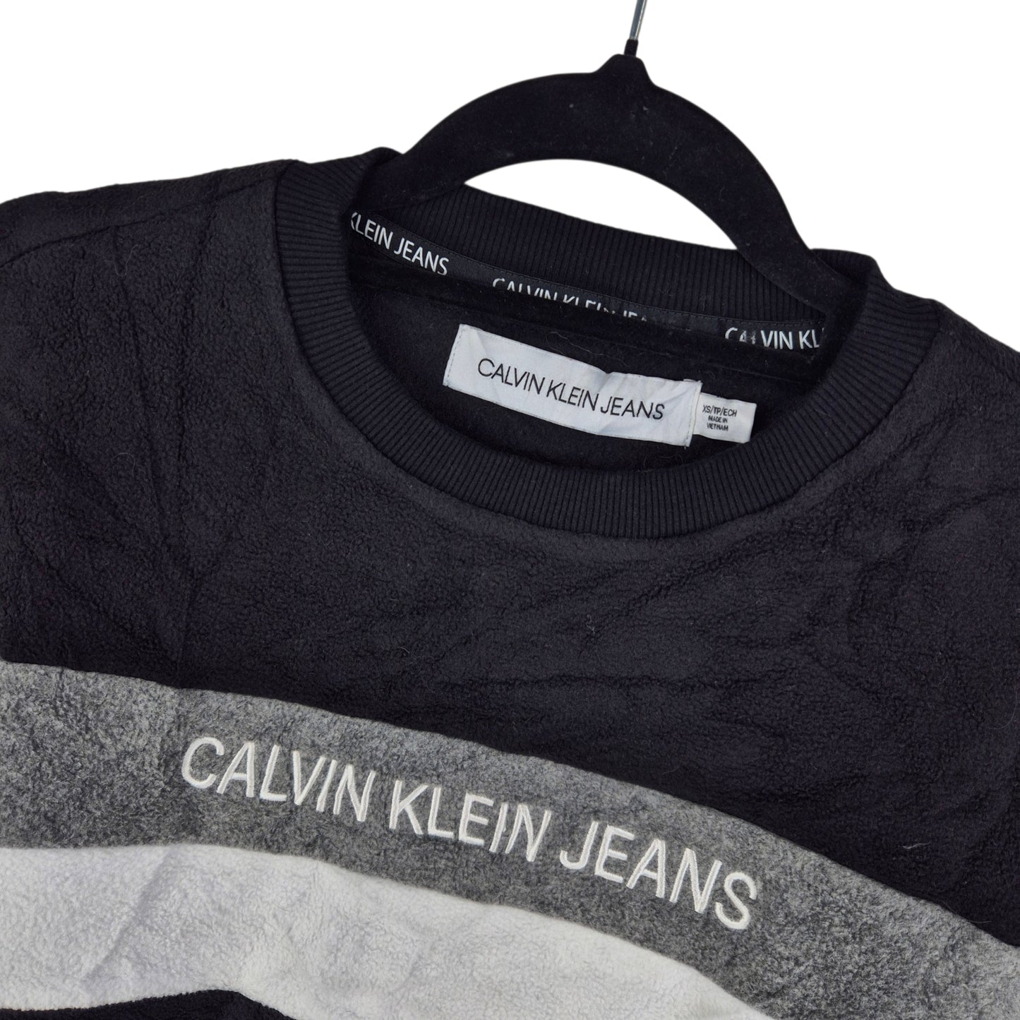 Calvin Klein Black Embroidered Crewneck Sweater Size XS