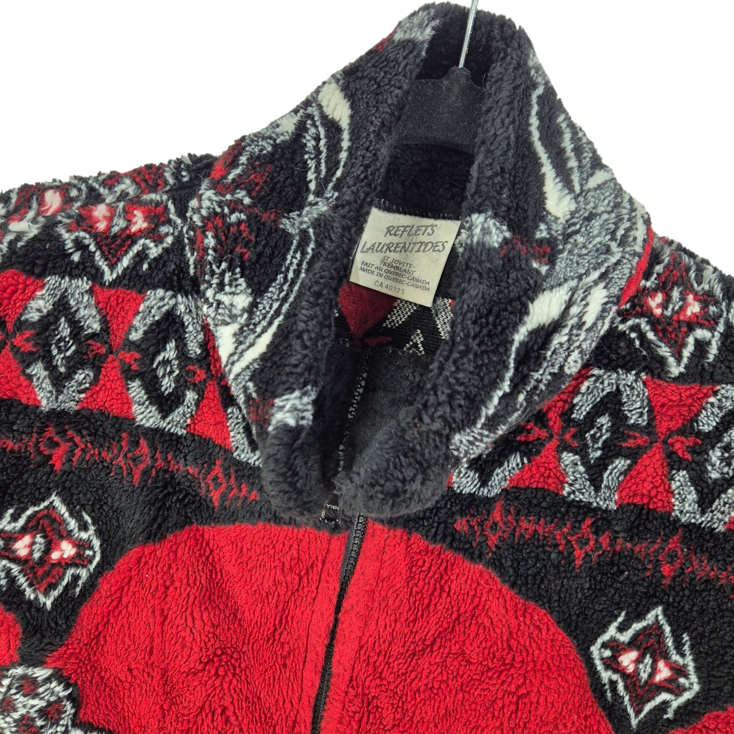 Vintage Reflets Laurentides Canada 90's Red & Black Fleece Jumper Size M