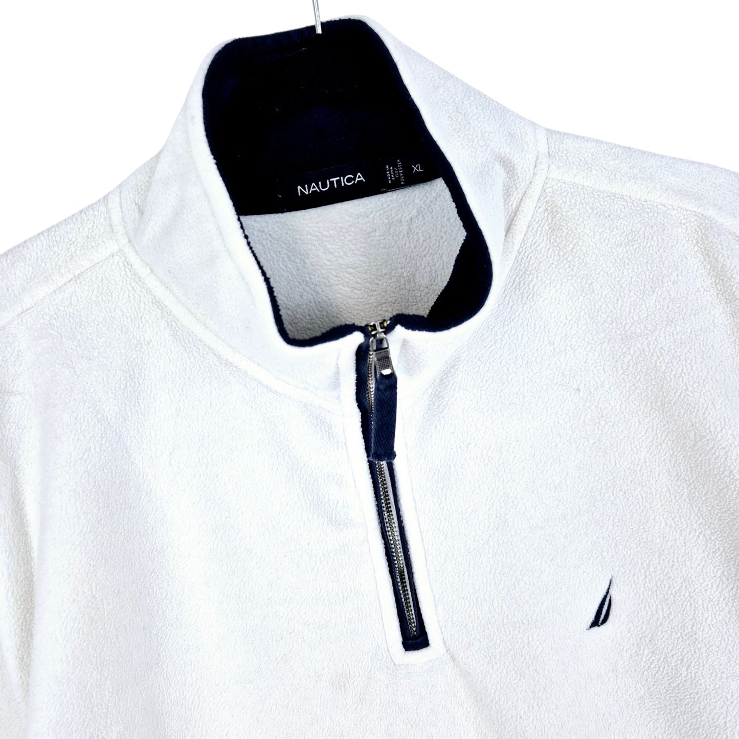 Nautica White Quarter Zip Fleece Jumper Size XL