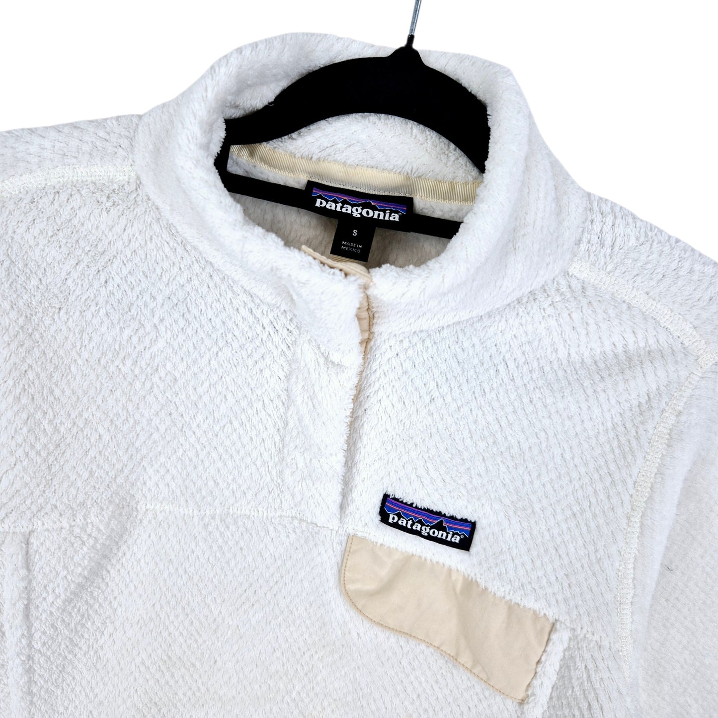 Patagonia Womens White Quarter Button Fleece Jumper Size S